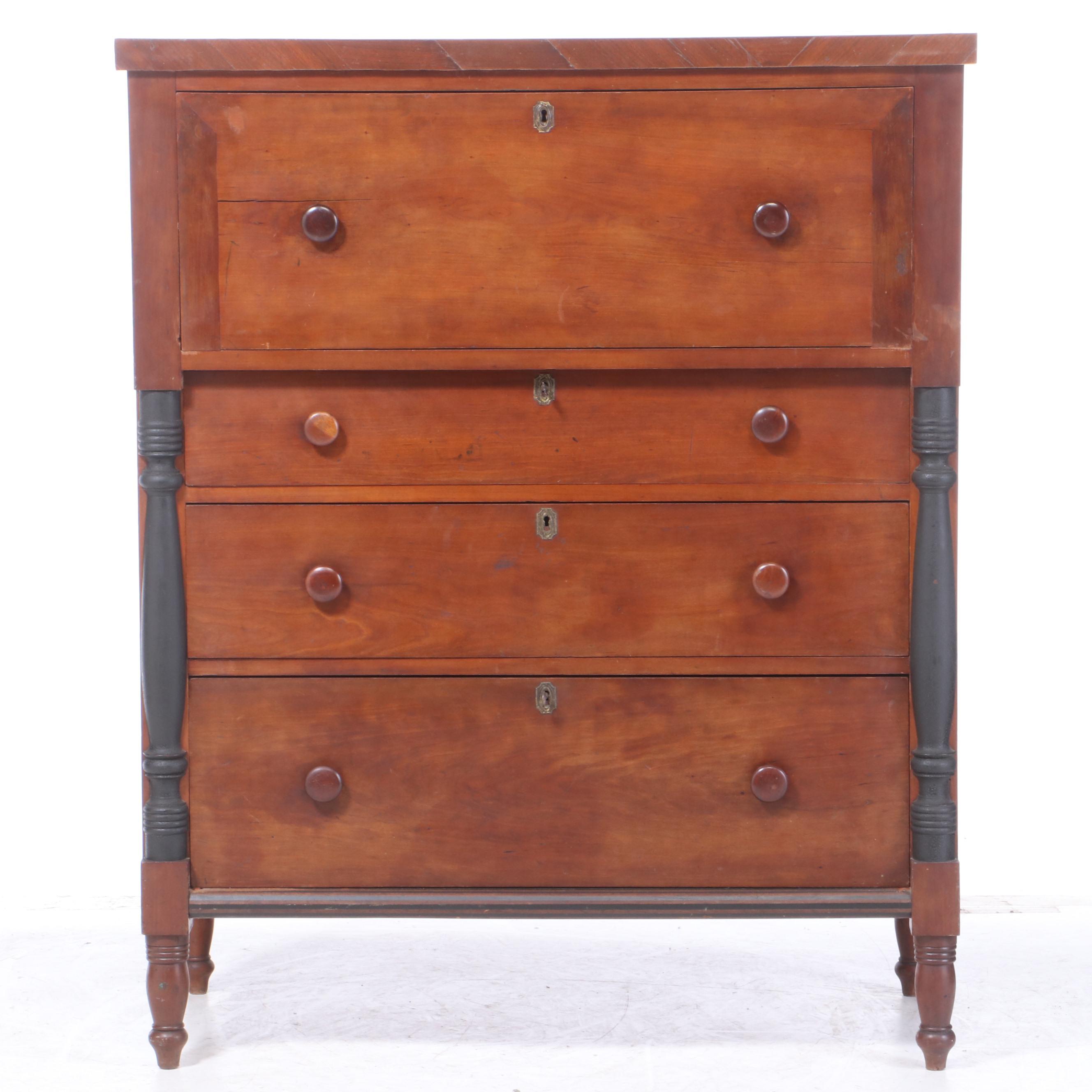 American Late Federal Cherry Butler's Chest, Early 19th Century