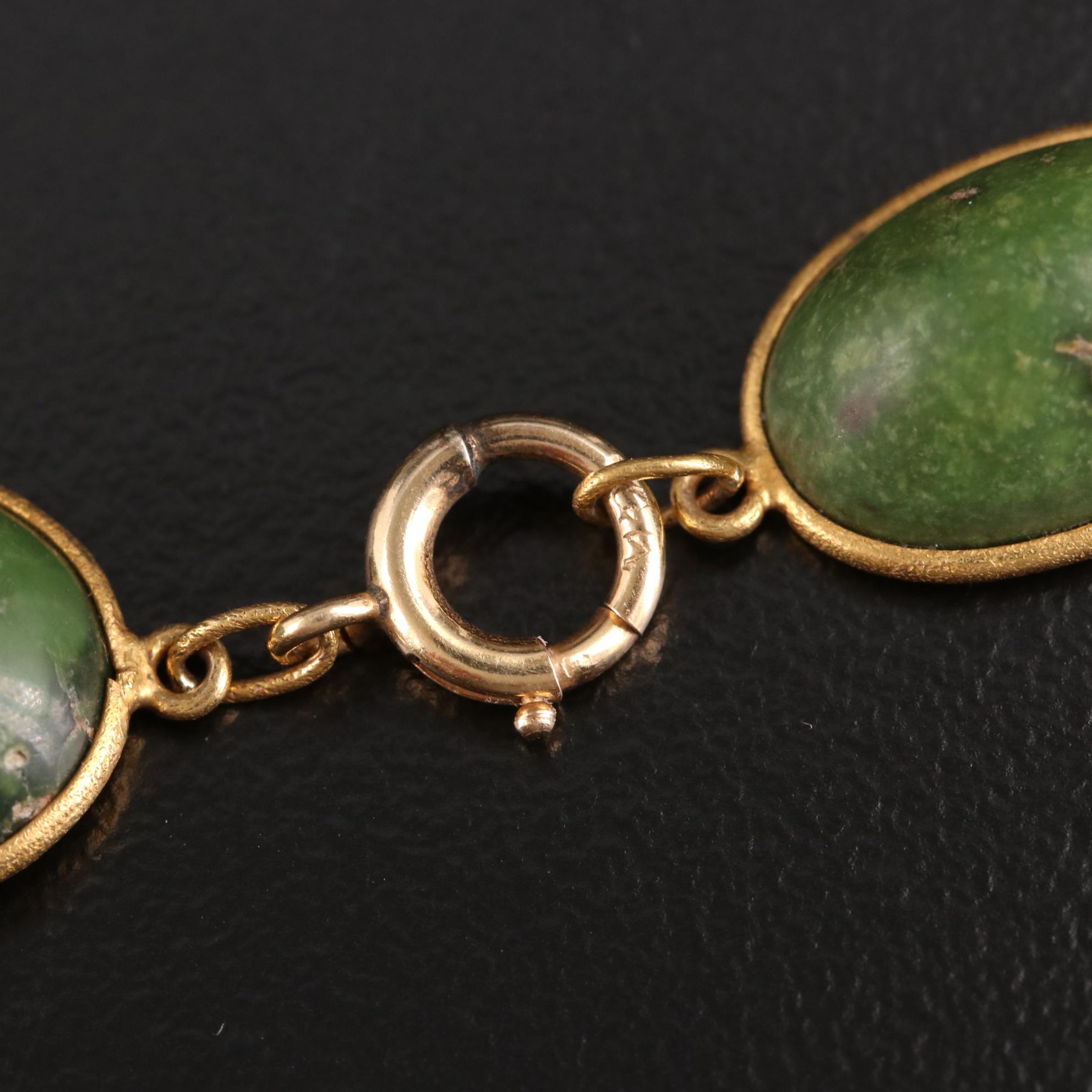 Circa 1910 Black Starr & Frost 14K Yellow Gold Turquoise Bracelet