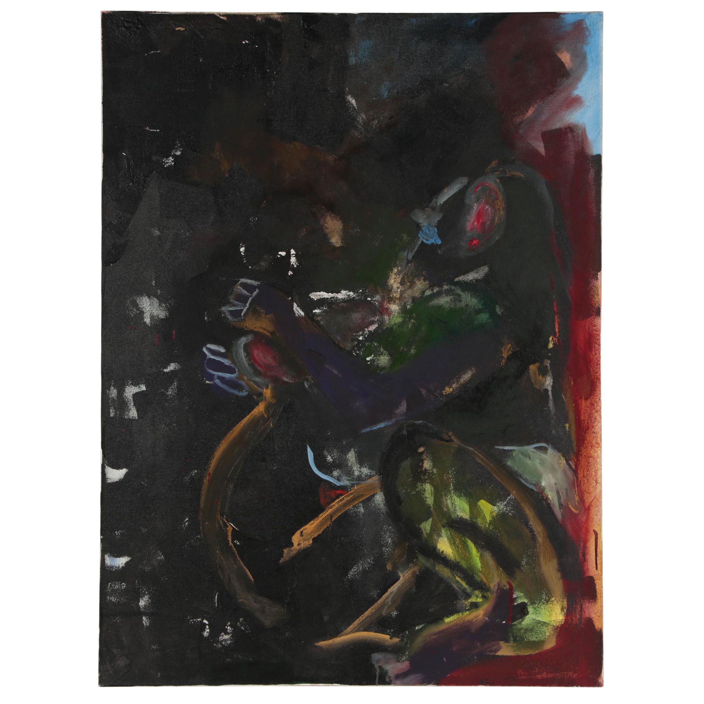 Philip the Transplant Monumental Mixed Media Painting with Tar "Bonobo Love"