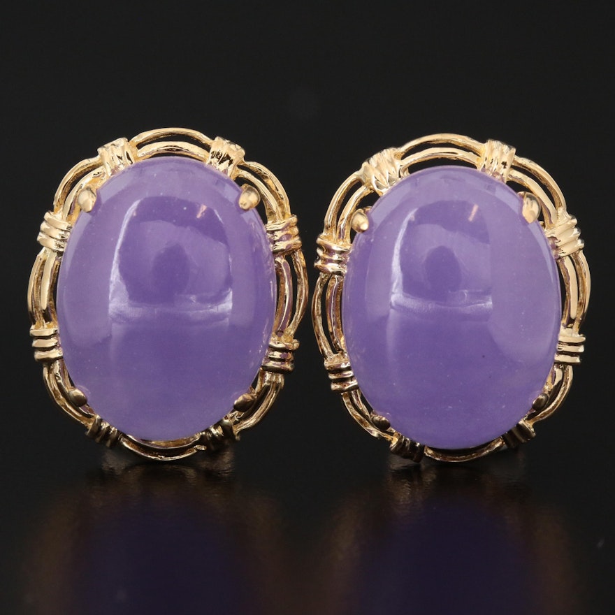 14K Lavender Jadeite Drop Earrings