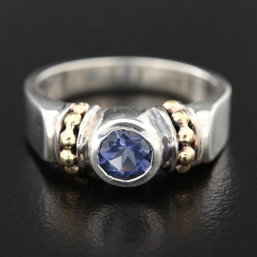 Caviar by Lagos Sterling Iolite Ring with 18K Yellow Gold Accents