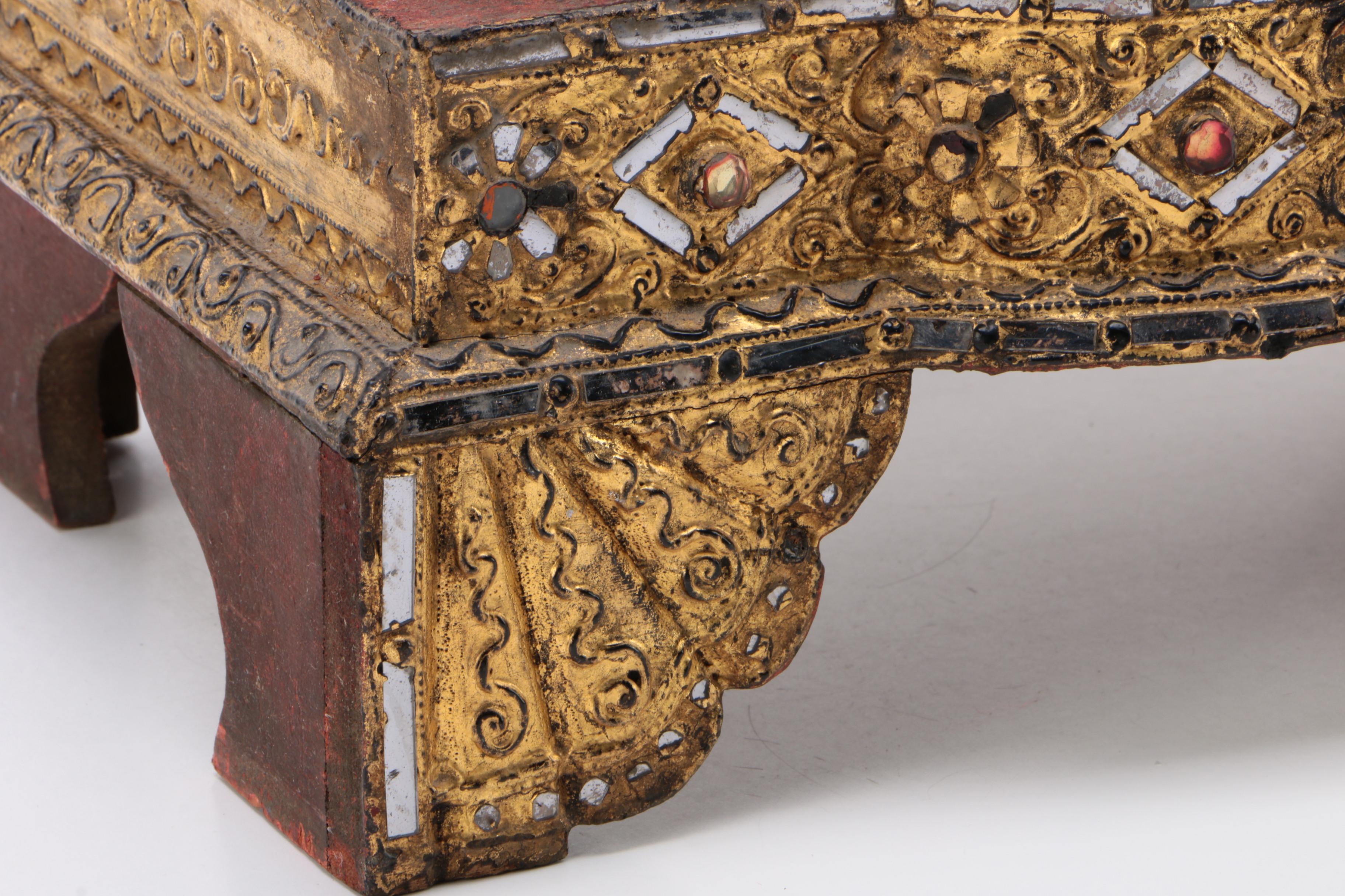 Thai Mandalay-Style Gilt and Glass-Decorated Tabletop Display Case