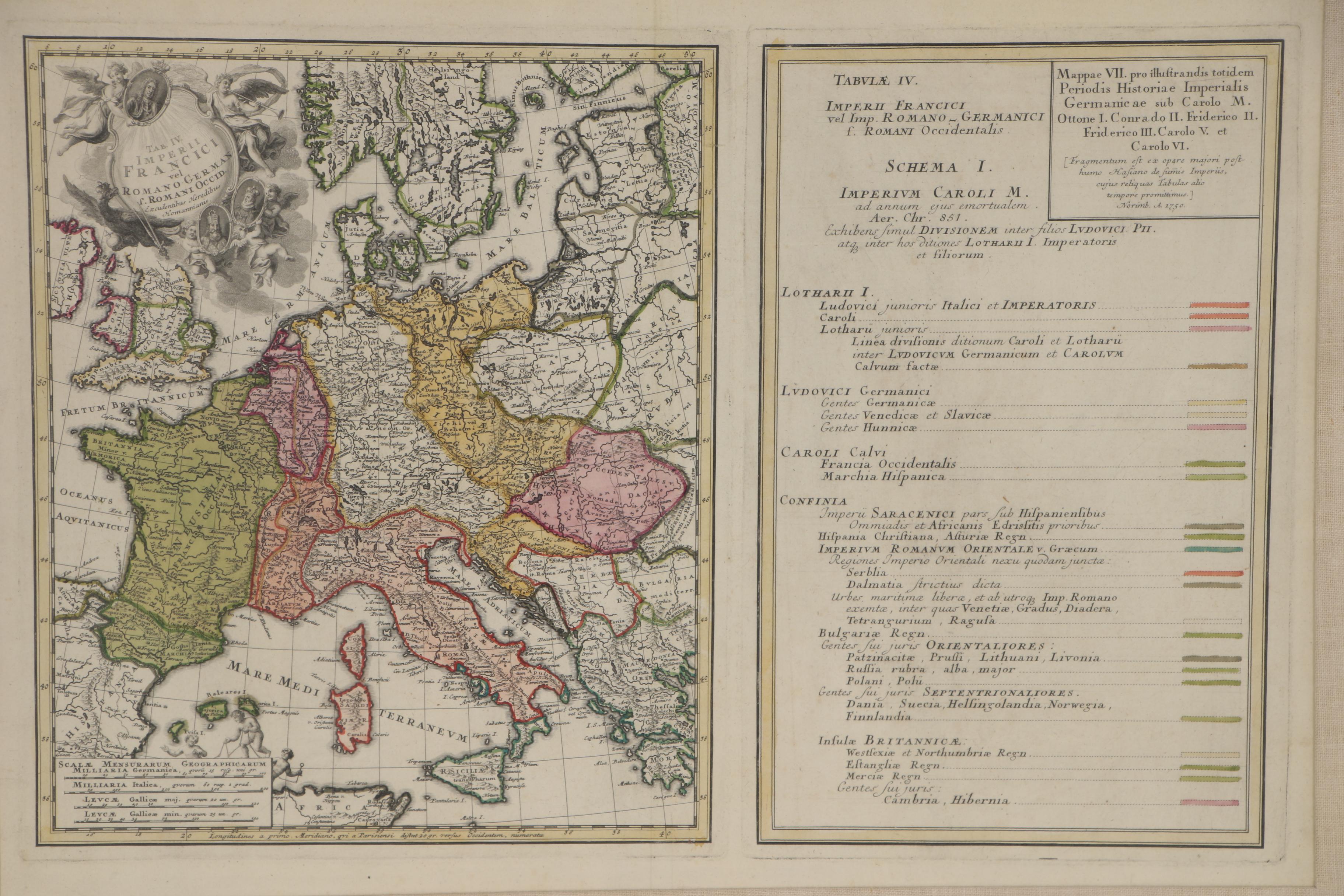 Homann Heirs Engraved Map of Holy Roman Empire under Charles V, circa 1750