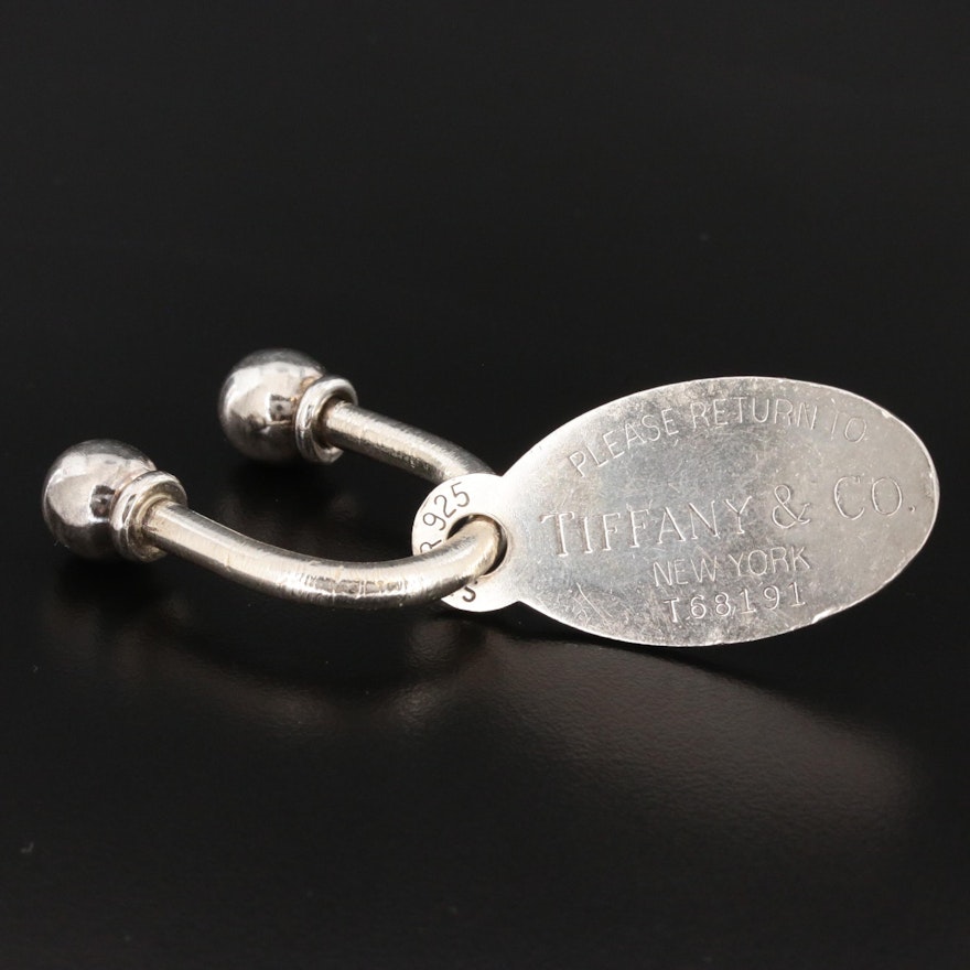 Tiffany & Co. Sterling Silver Key Ring with "Return to Tiffany" Monogrammed Tag