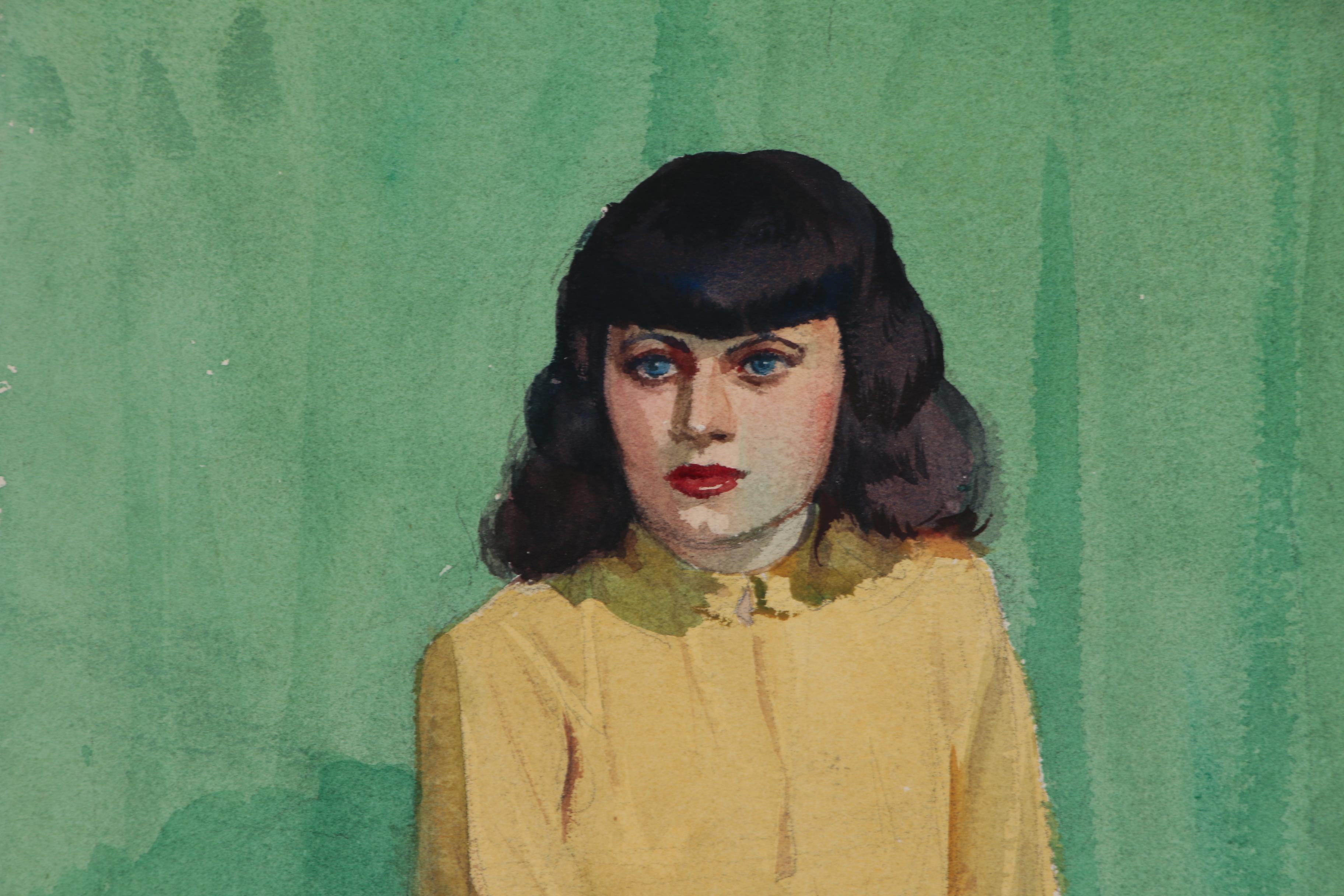 Edmond J. Fitzgerald Watercolor Portrait of Woman Everything But The