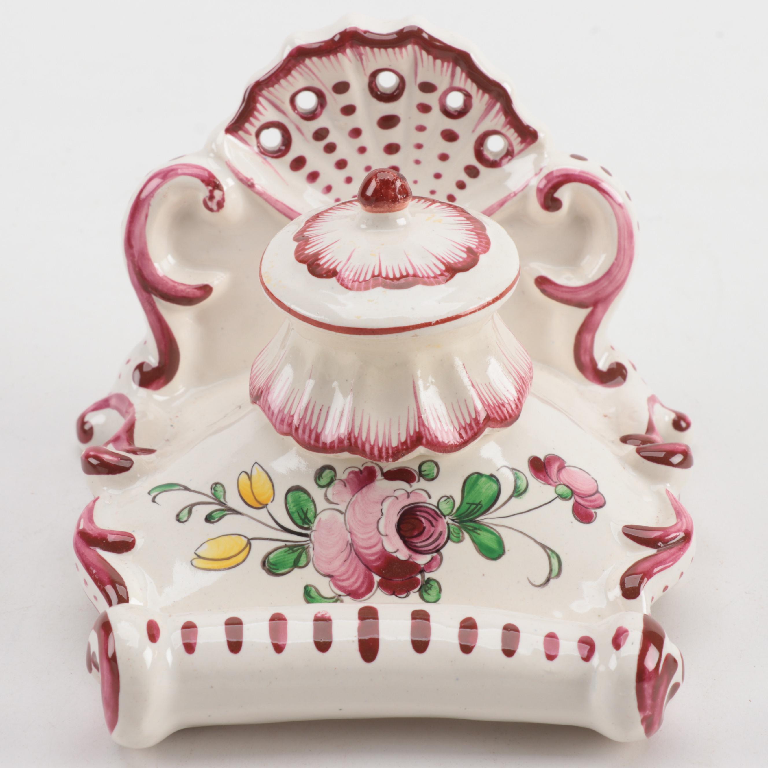 French Imperial Ceramic Inkwell, Early to Mid 20th Century