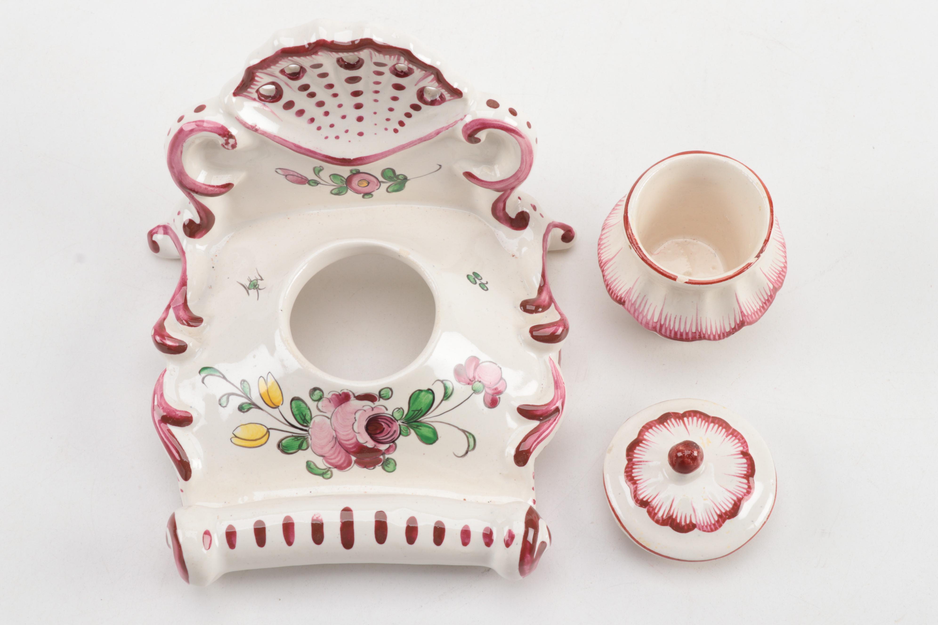 French Imperial Ceramic Inkwell, Early to Mid 20th Century