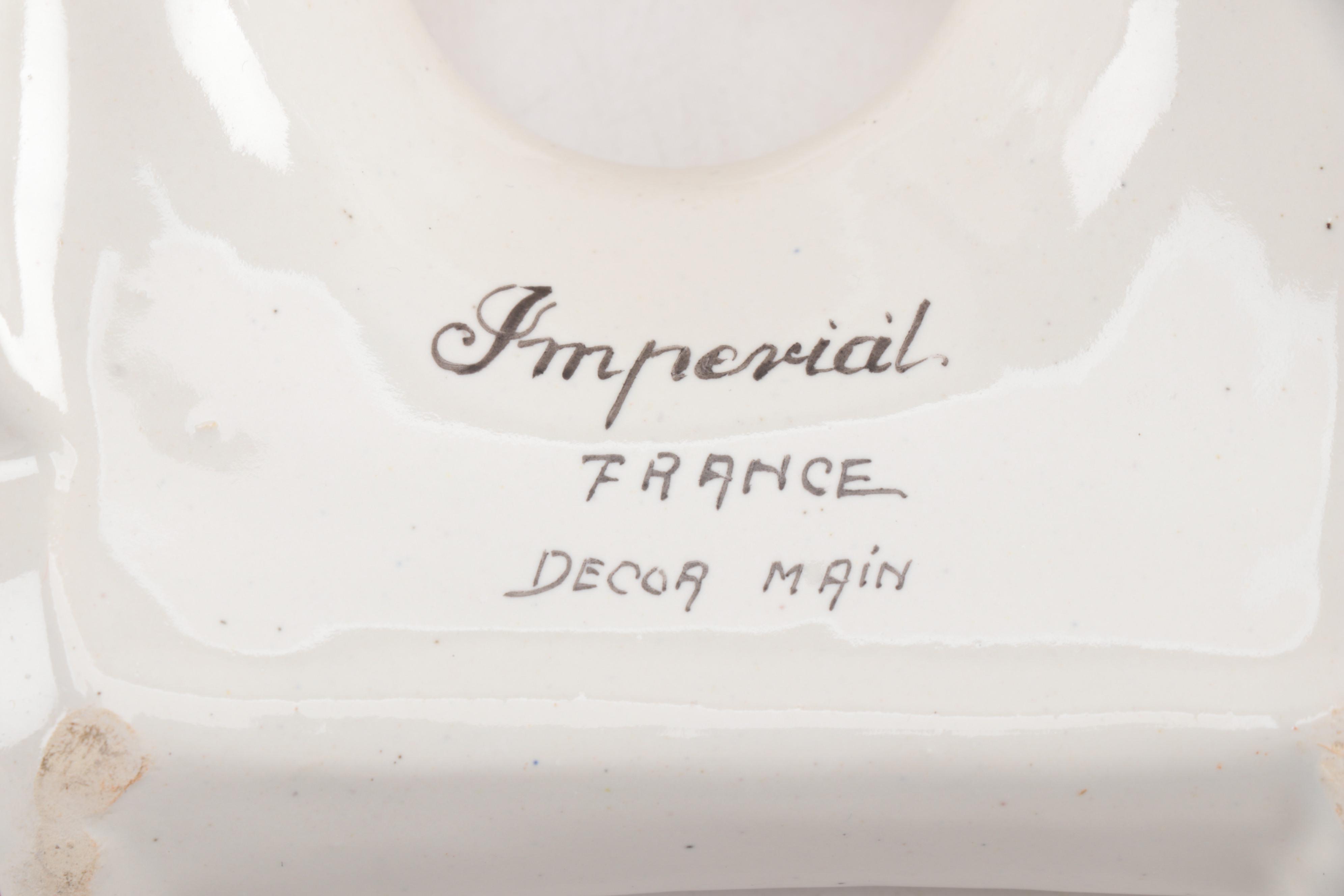 French Imperial Ceramic Inkwell, Early to Mid 20th Century