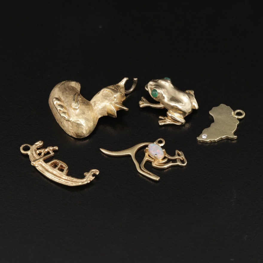 14K and 18K Charm Selection Including Opal, Emerald and Diamond