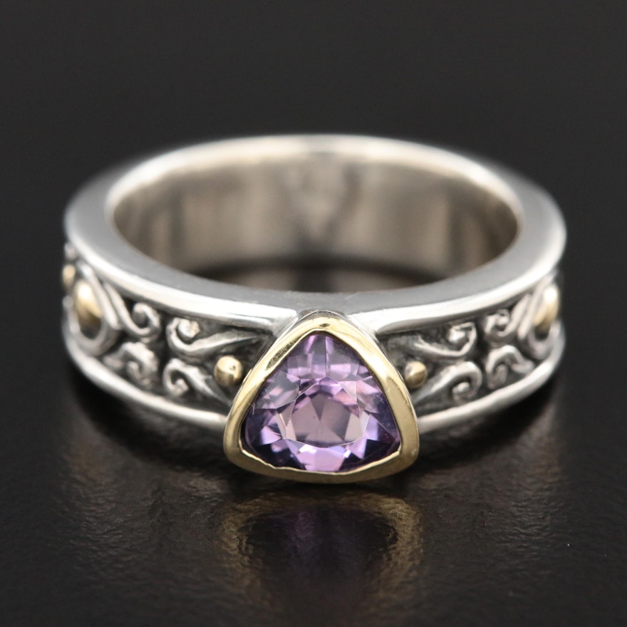 John Hardy "Jaisalmer" Sterling Amethyst Ring with 18K Accents
