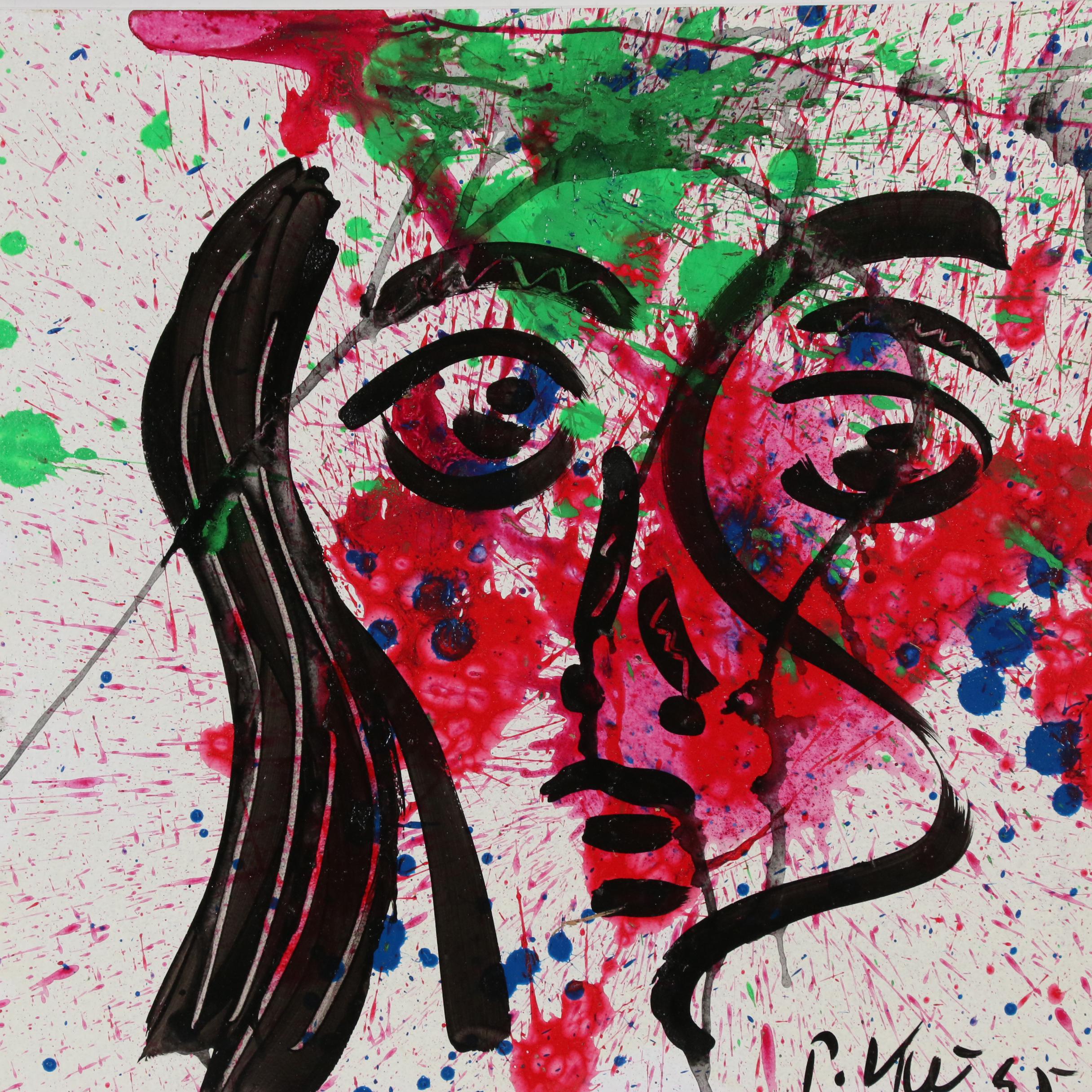 Peter Keil Abstract Expressionist Portrait Oil Painting