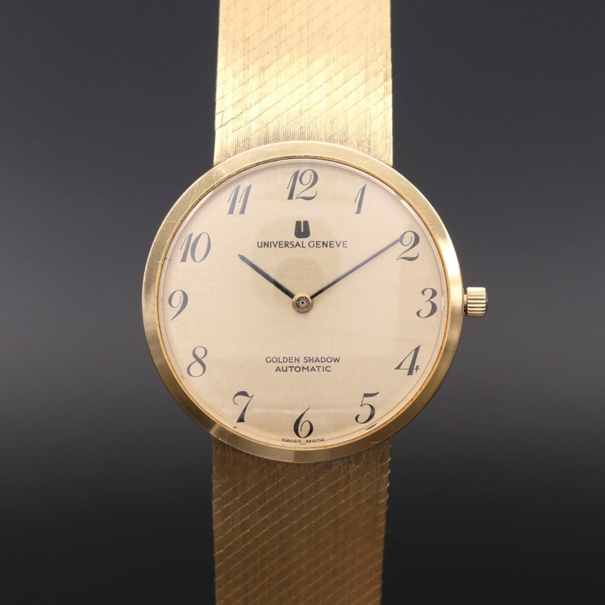 Vintage Universal Geneve Golden Shadow 18K Gold Automatic Wristwatch