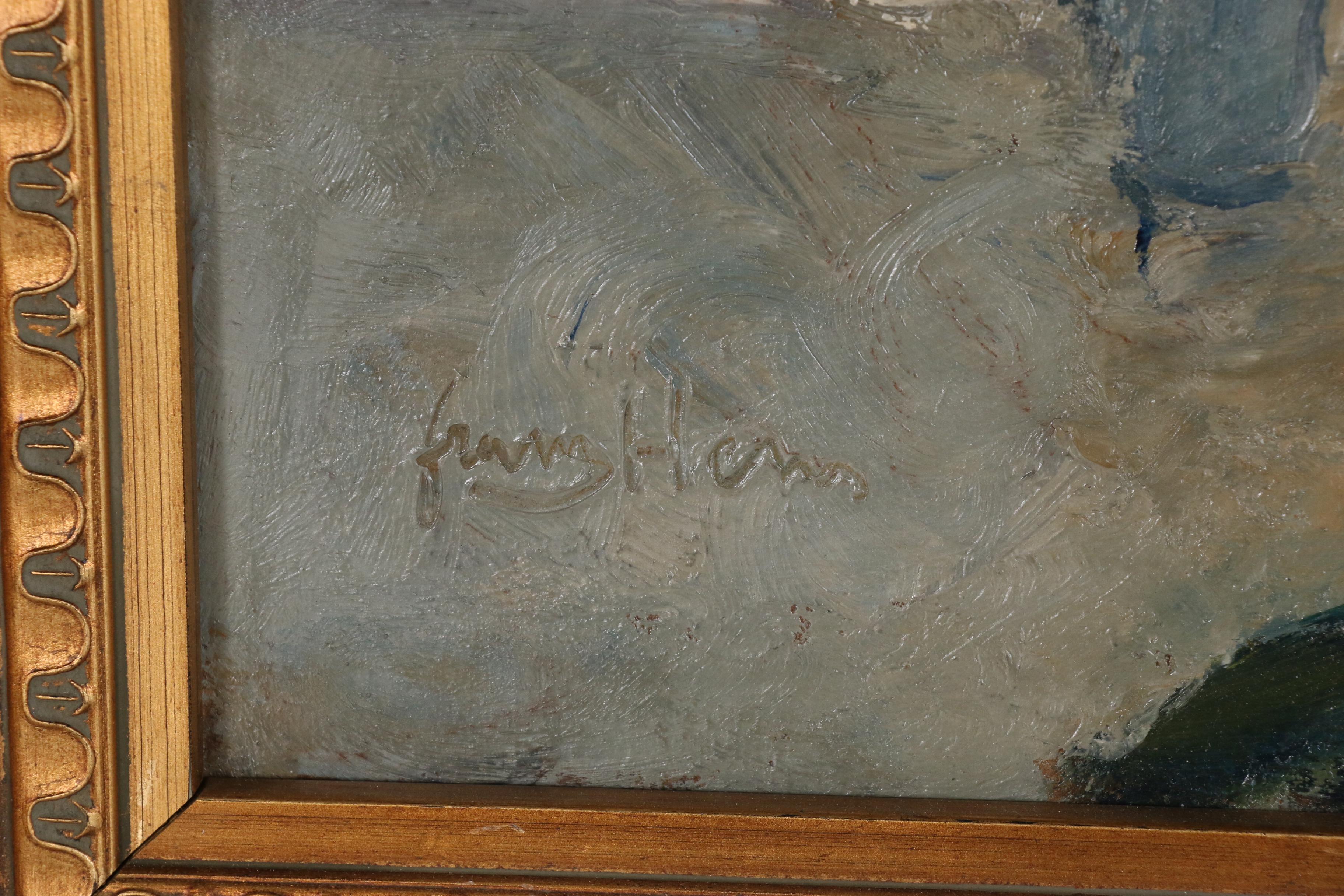 Frans Hens Oil Painting on the River Scheldt, Early 20th Century