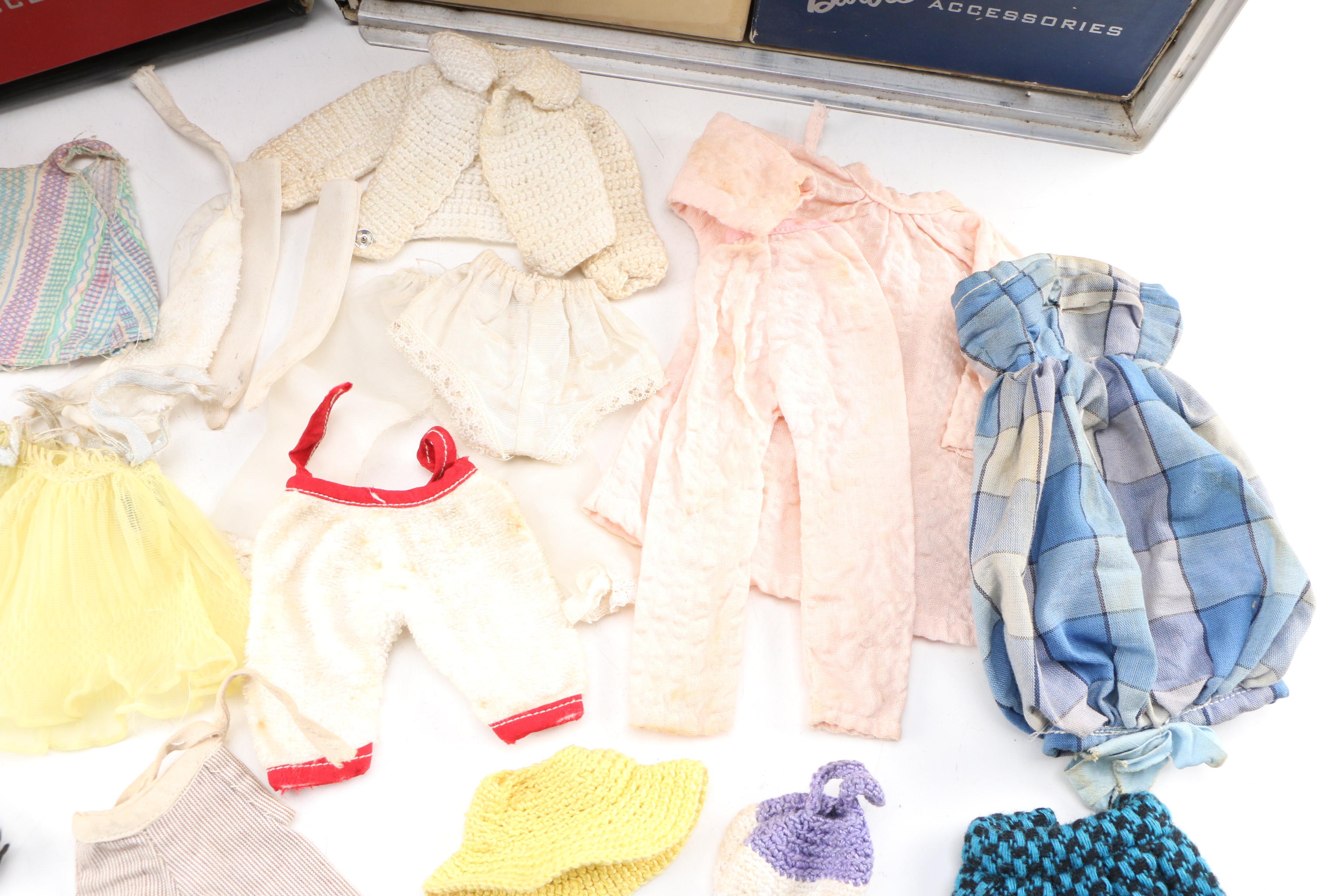 Mattel Barbie and Ken Dolls with Clothing and Carrying Case, 1960s