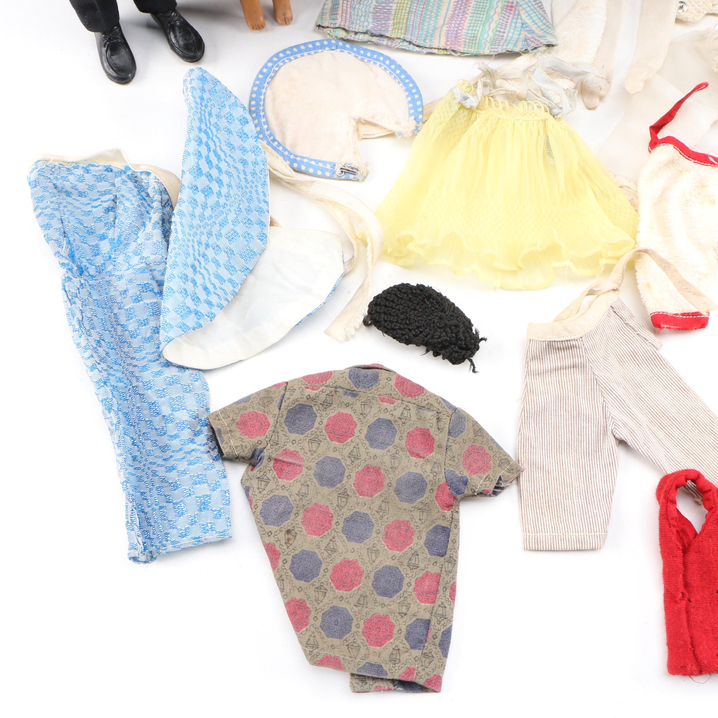 Mattel Barbie and Ken Dolls with Clothing and Carrying Case, 1960s