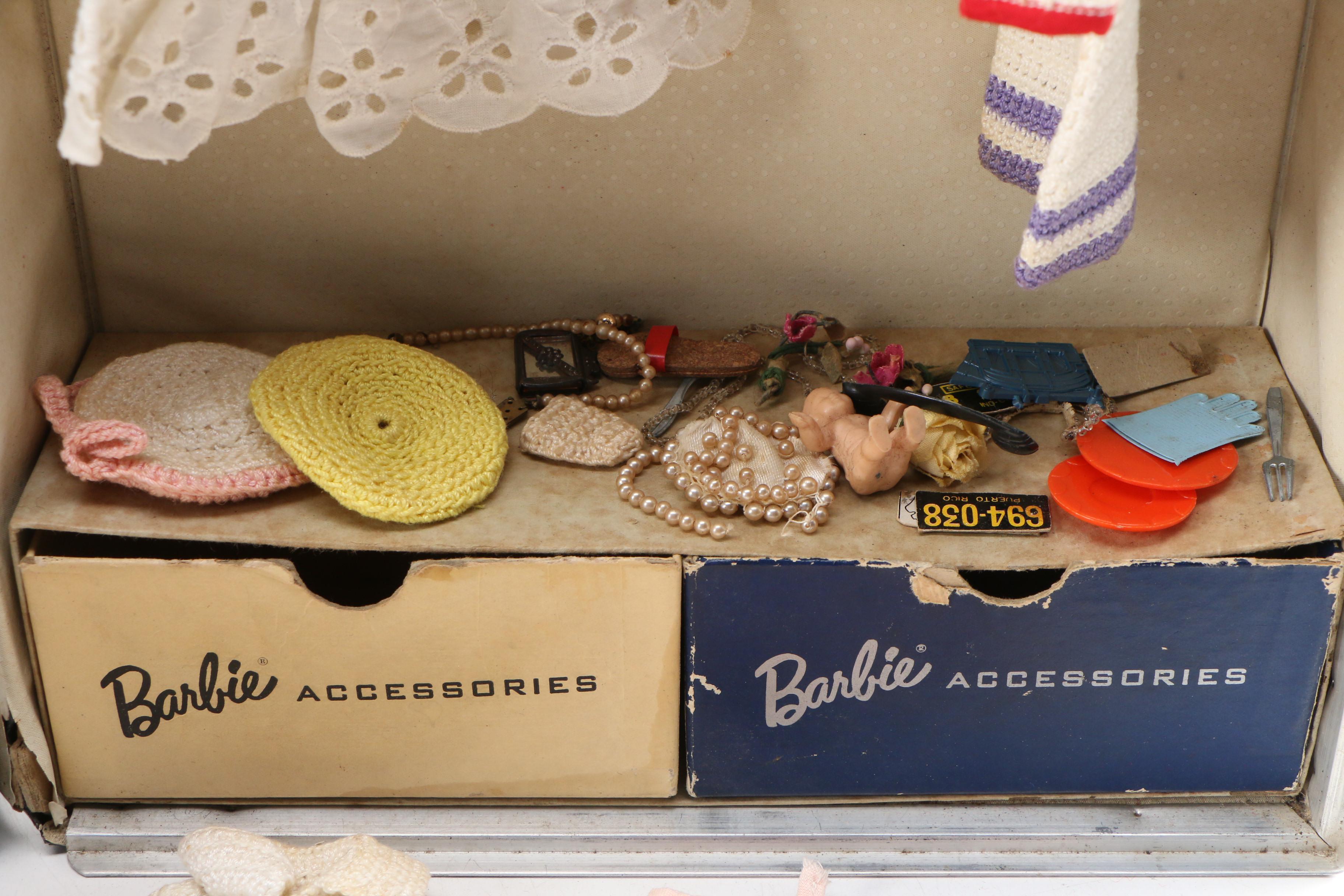 Mattel Barbie and Ken Dolls with Clothing and Carrying Case, 1960s