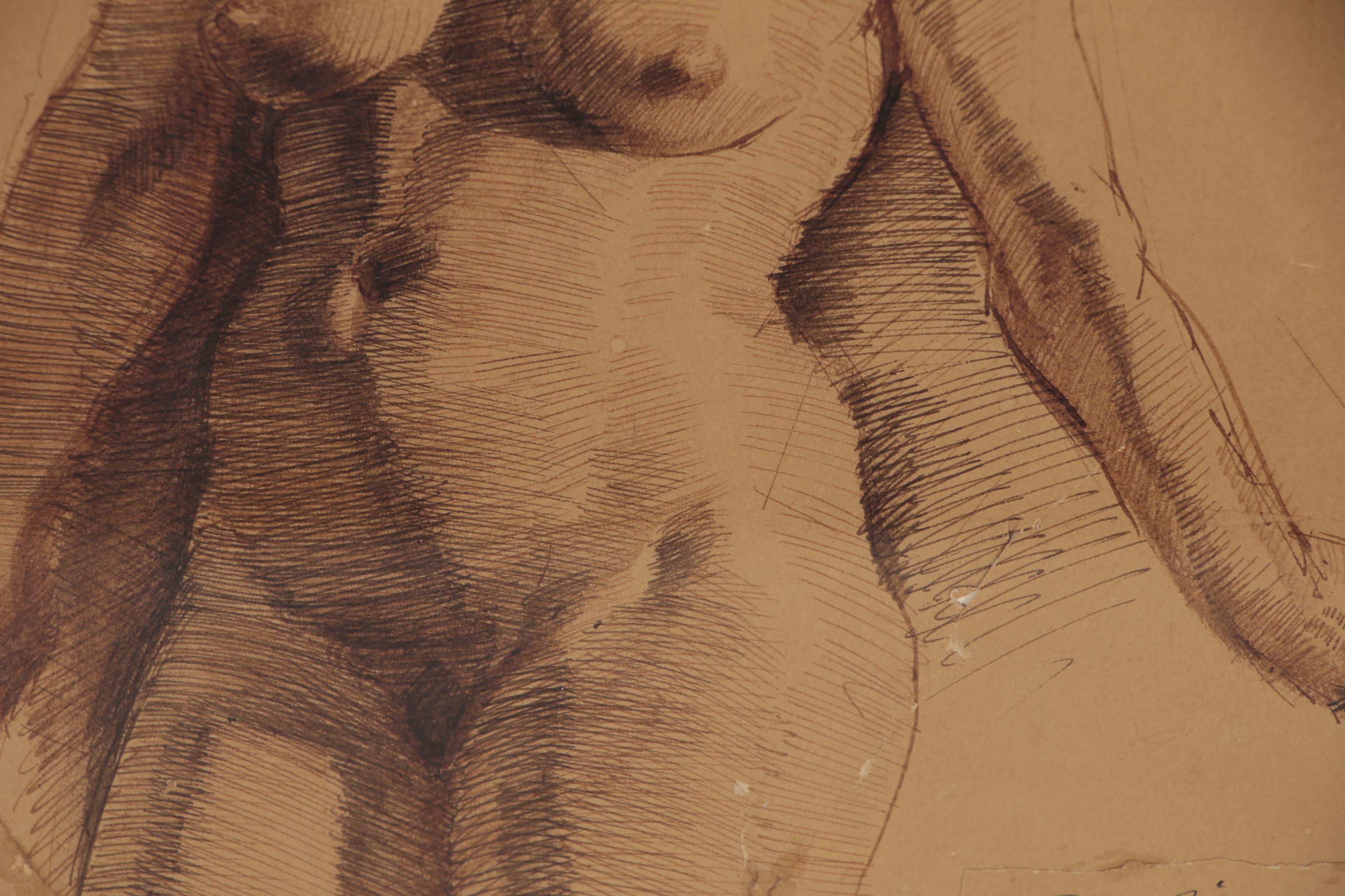 Edmond J. Fitzgerald Pen & Ink Nude Figure Drawing