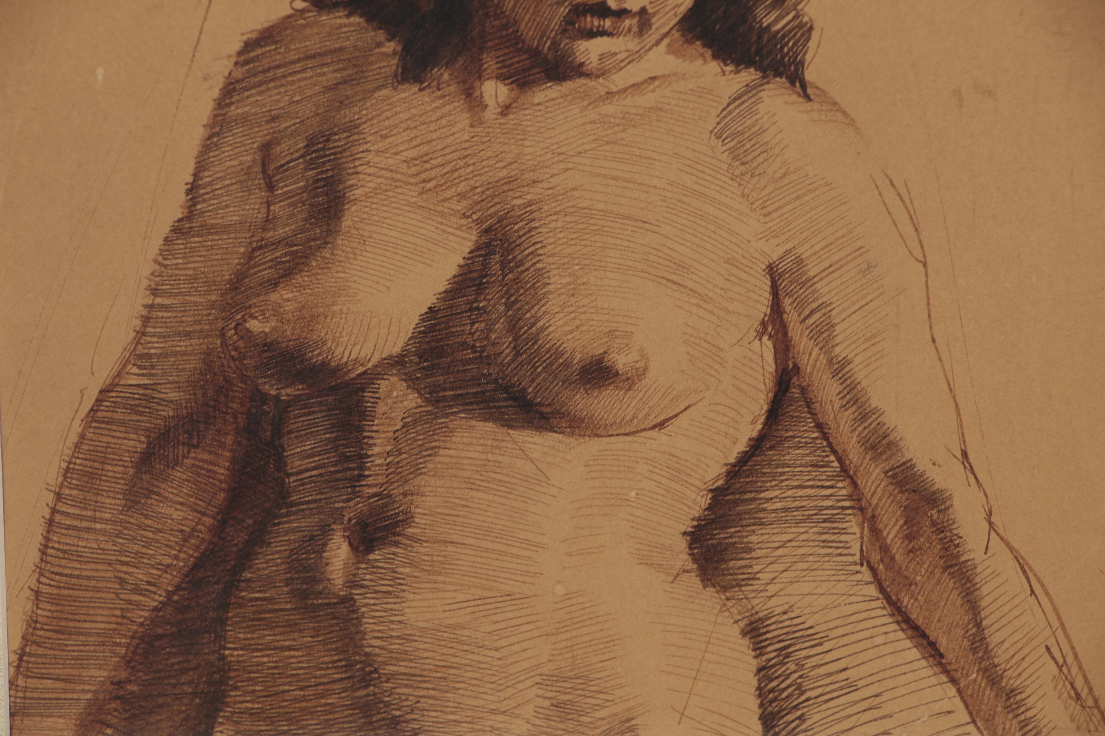 Edmond J. Fitzgerald Pen & Ink Nude Figure Drawing