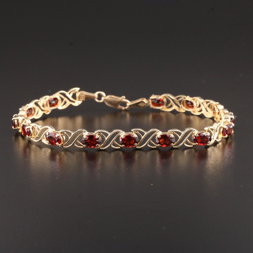 14K Gold Garnet Bracelet