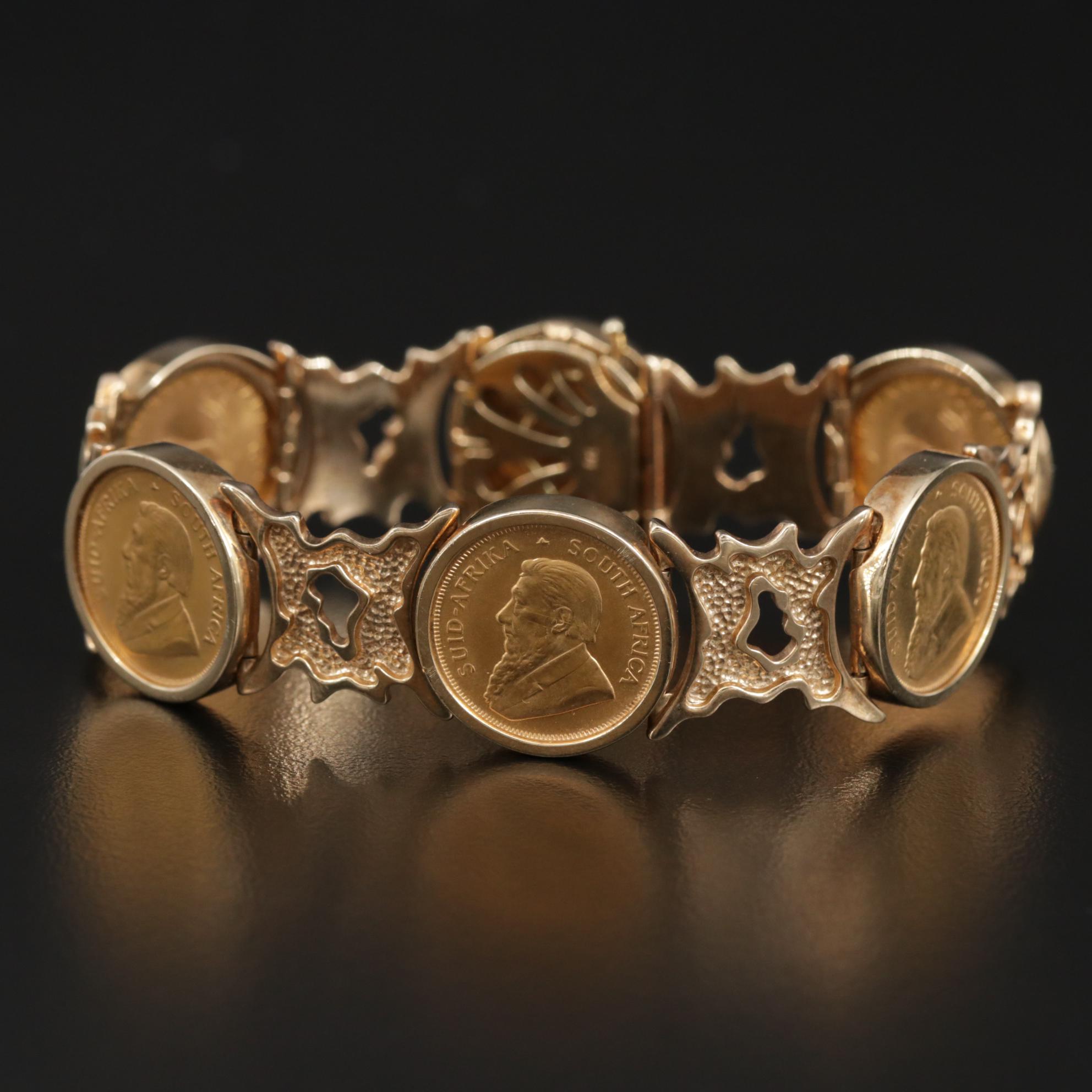 9K Gold Bracelet with South African Gold Krugerrands