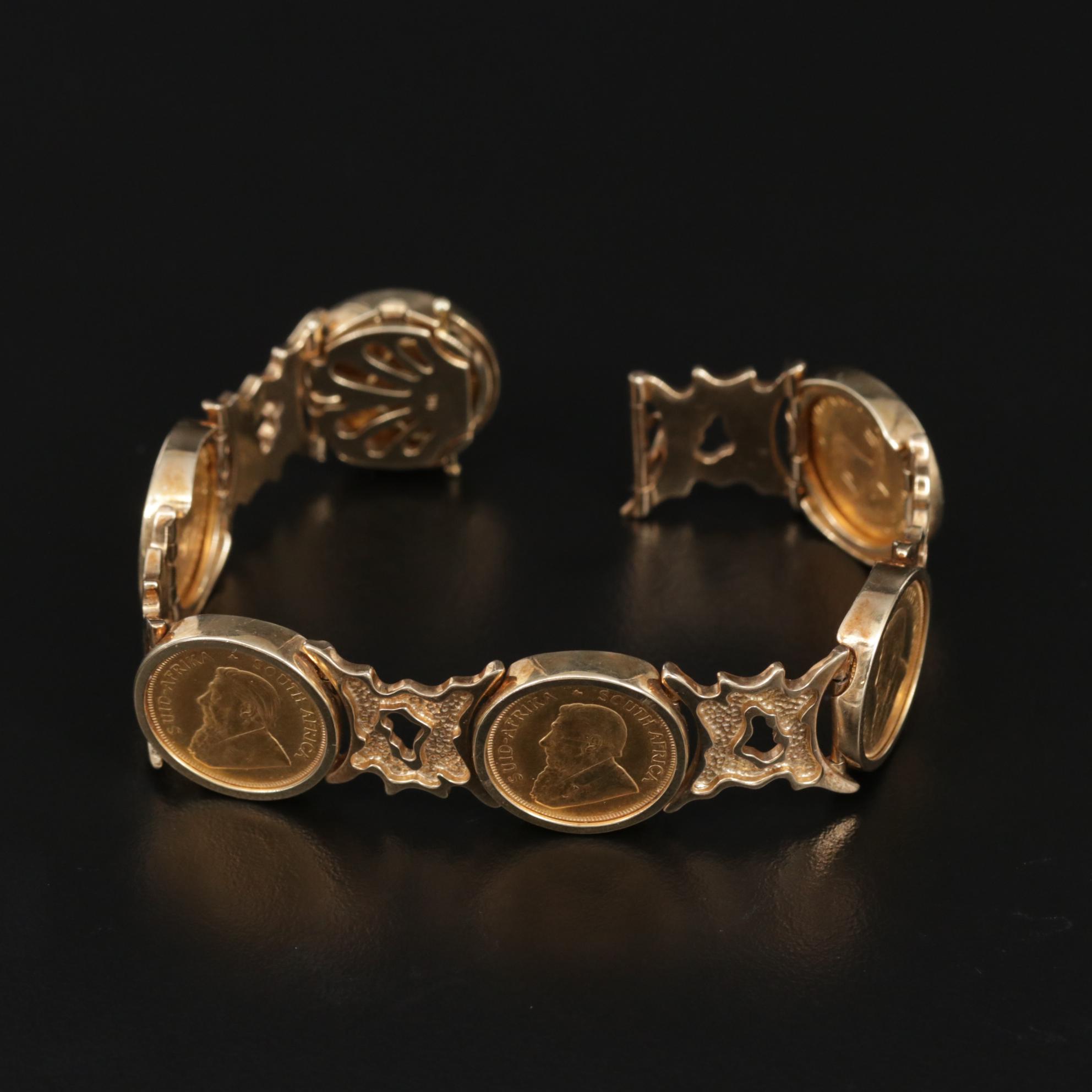 9K Gold Bracelet with South African Gold Krugerrands