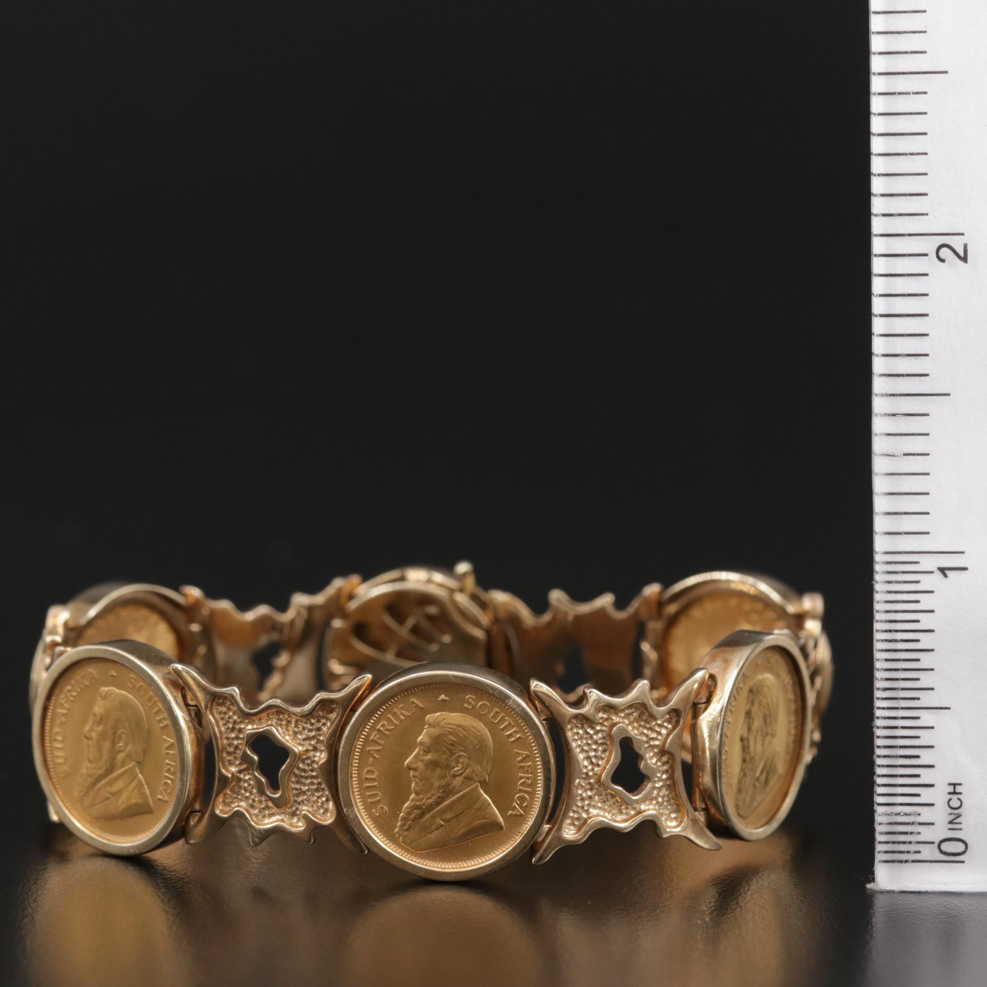 9K Gold Bracelet with South African Gold Krugerrands