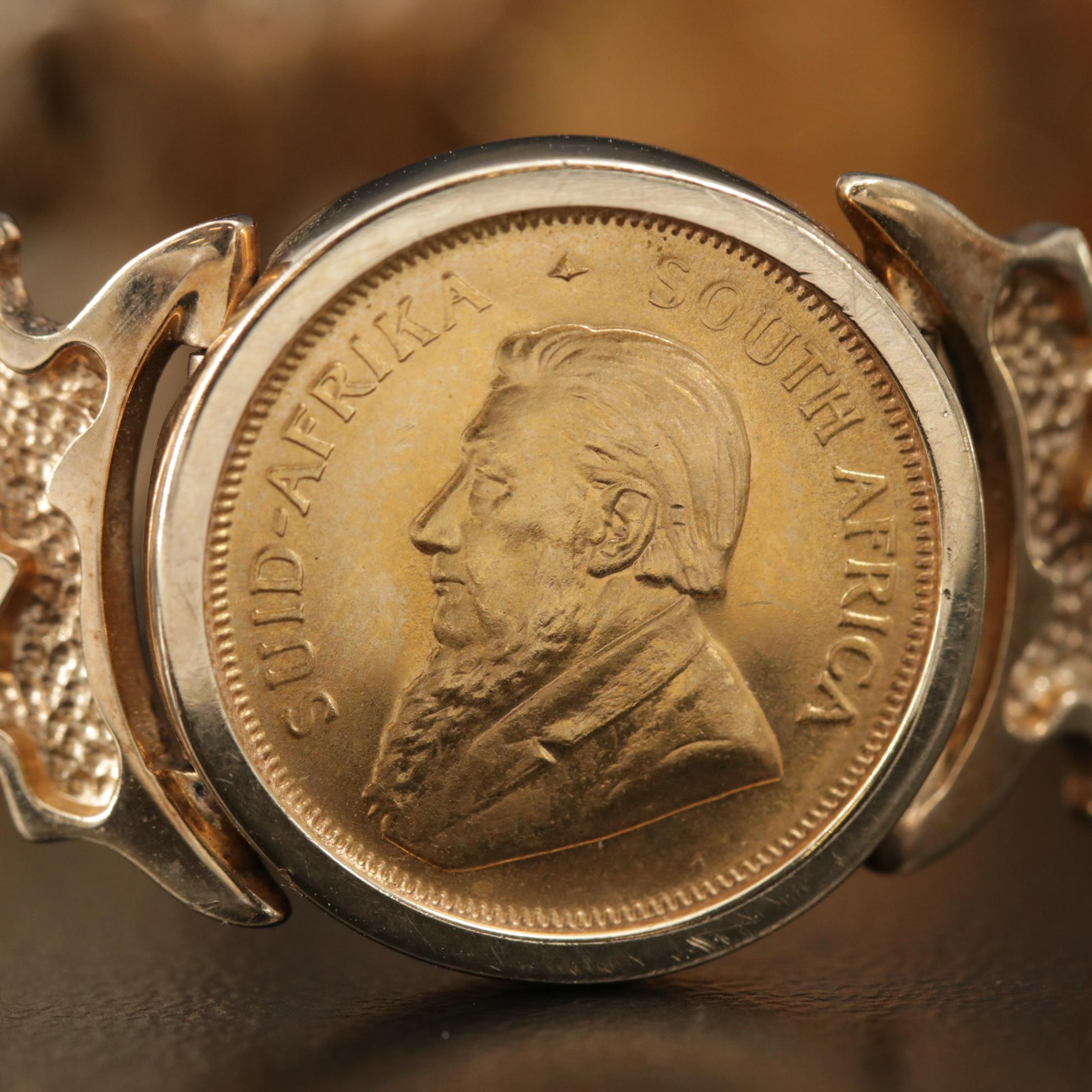 9K Gold Bracelet with South African Gold Krugerrands