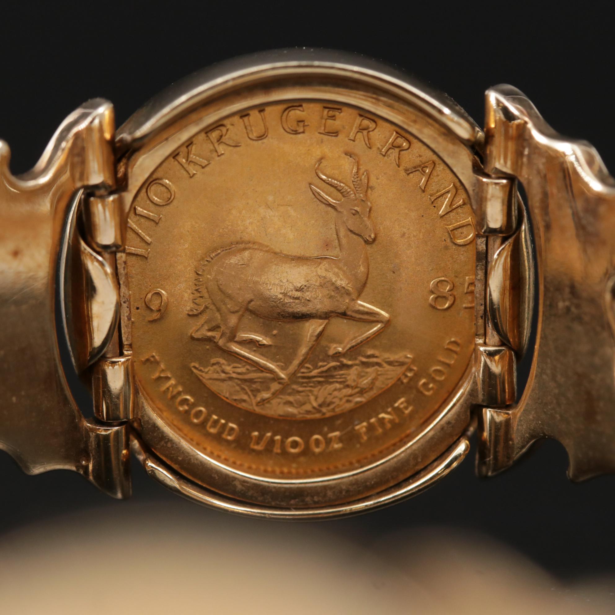 9K Gold Bracelet with South African Gold Krugerrands