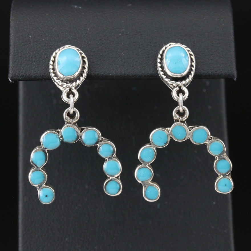 Mexican Sterling Silver Turquoise Dangle Earrings