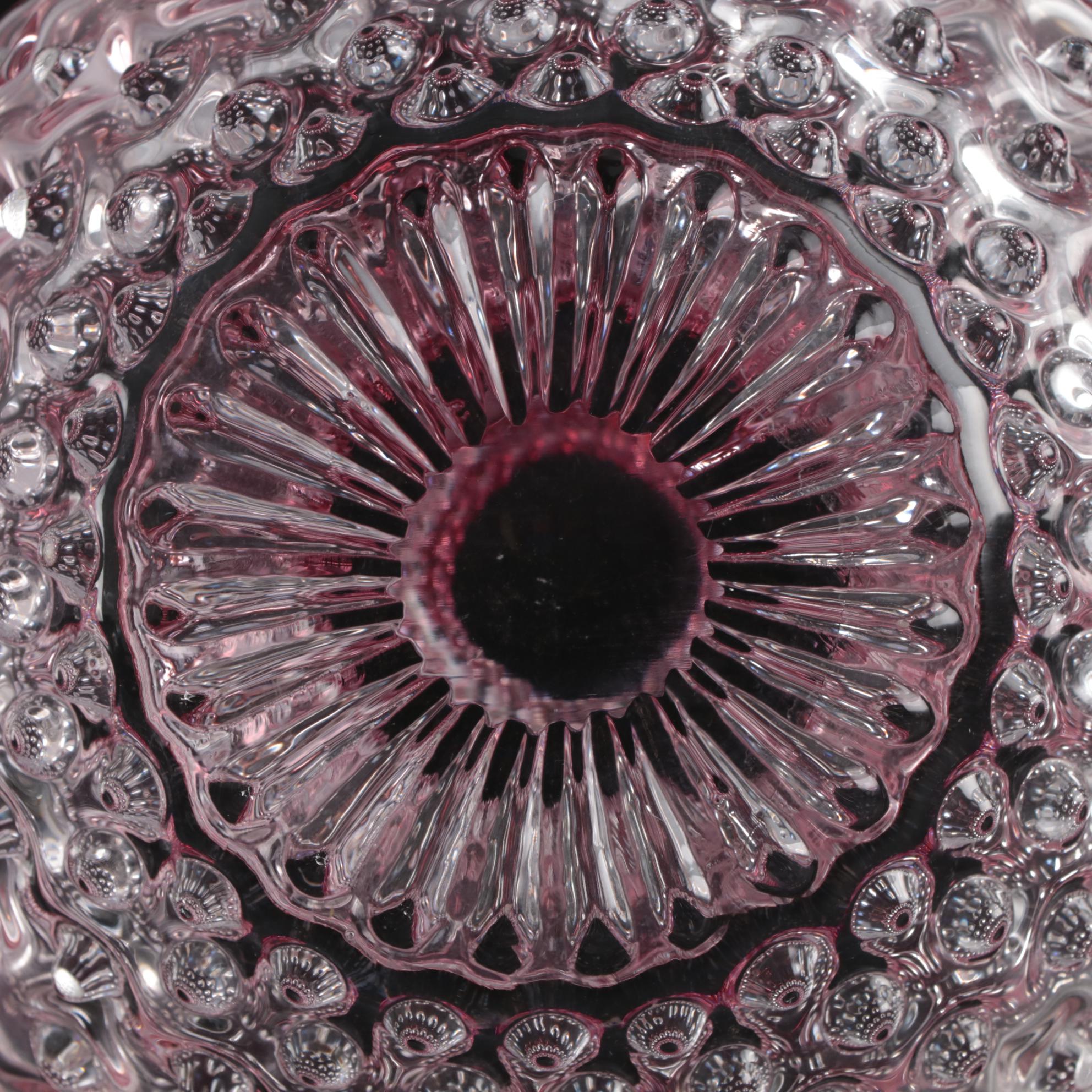 Jilek Brothers Glassworks Cranberry to Clear Hobnail Art Glass Vase, 1950s