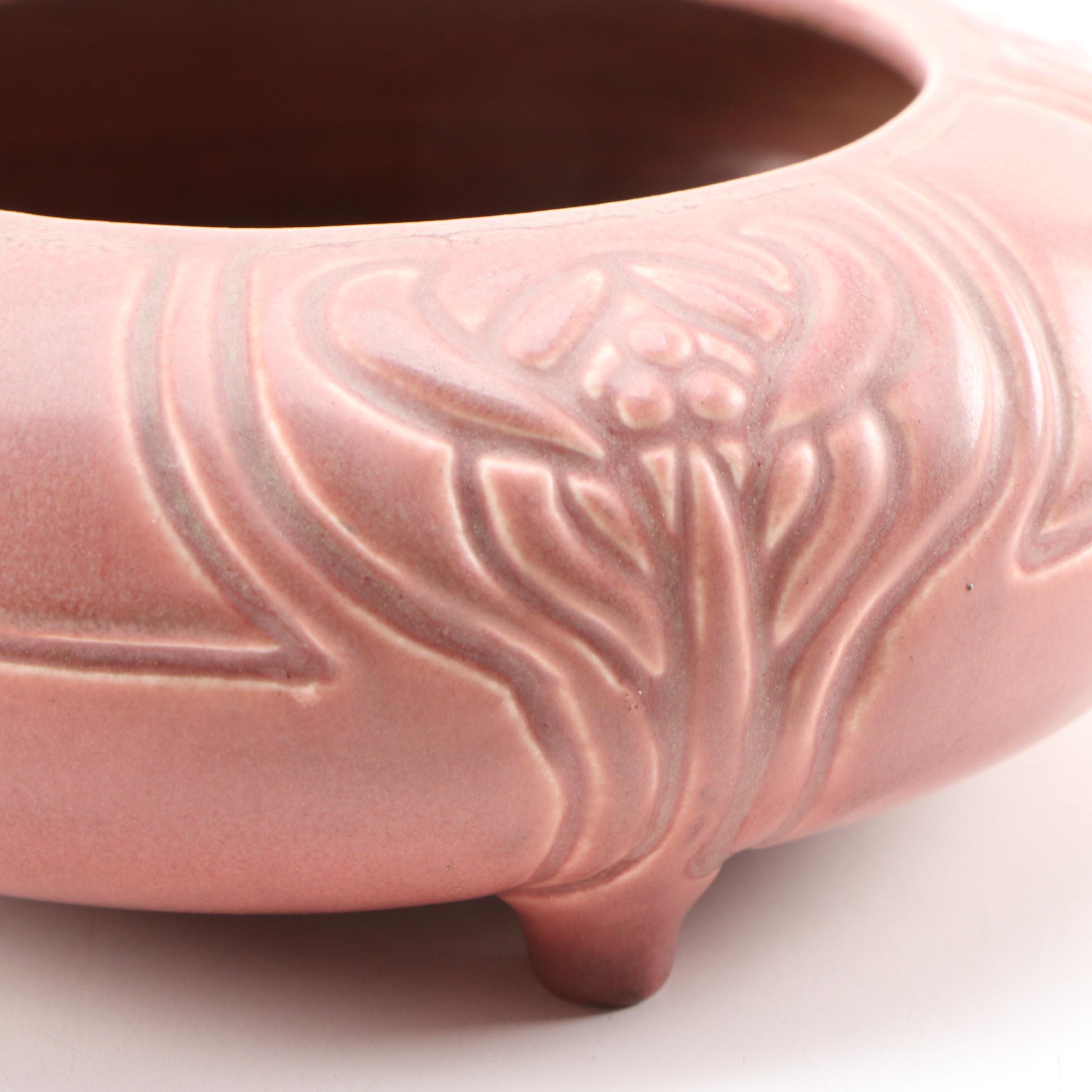 Rookwood Pottery Matte Glaze Low Bowl and "Greek Key" Vase, 1920 and 1924