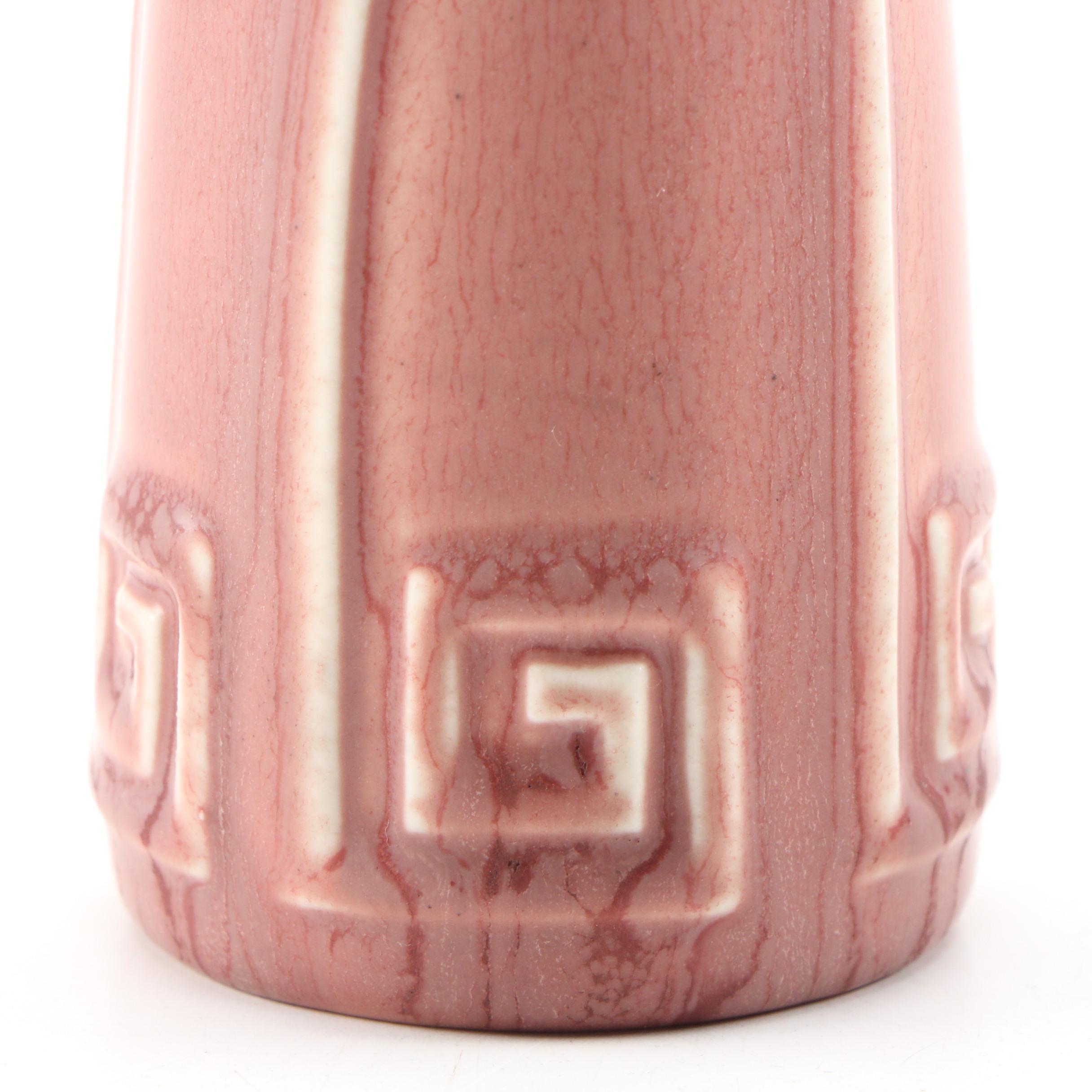 Rookwood Pottery Matte Glaze Low Bowl and "Greek Key" Vase, 1920 and 1924