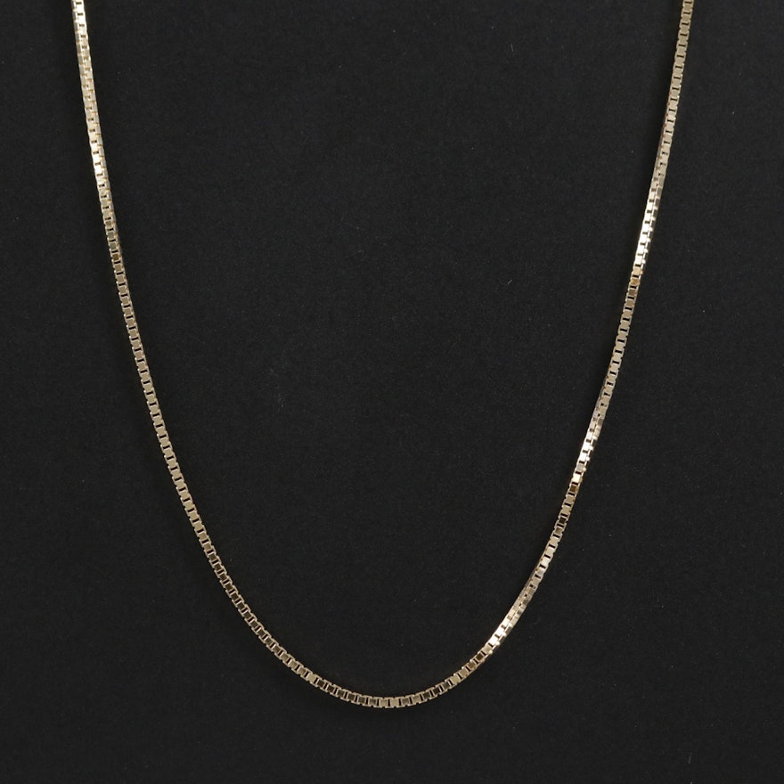 14K Yellow Gold Box Chain Necklace