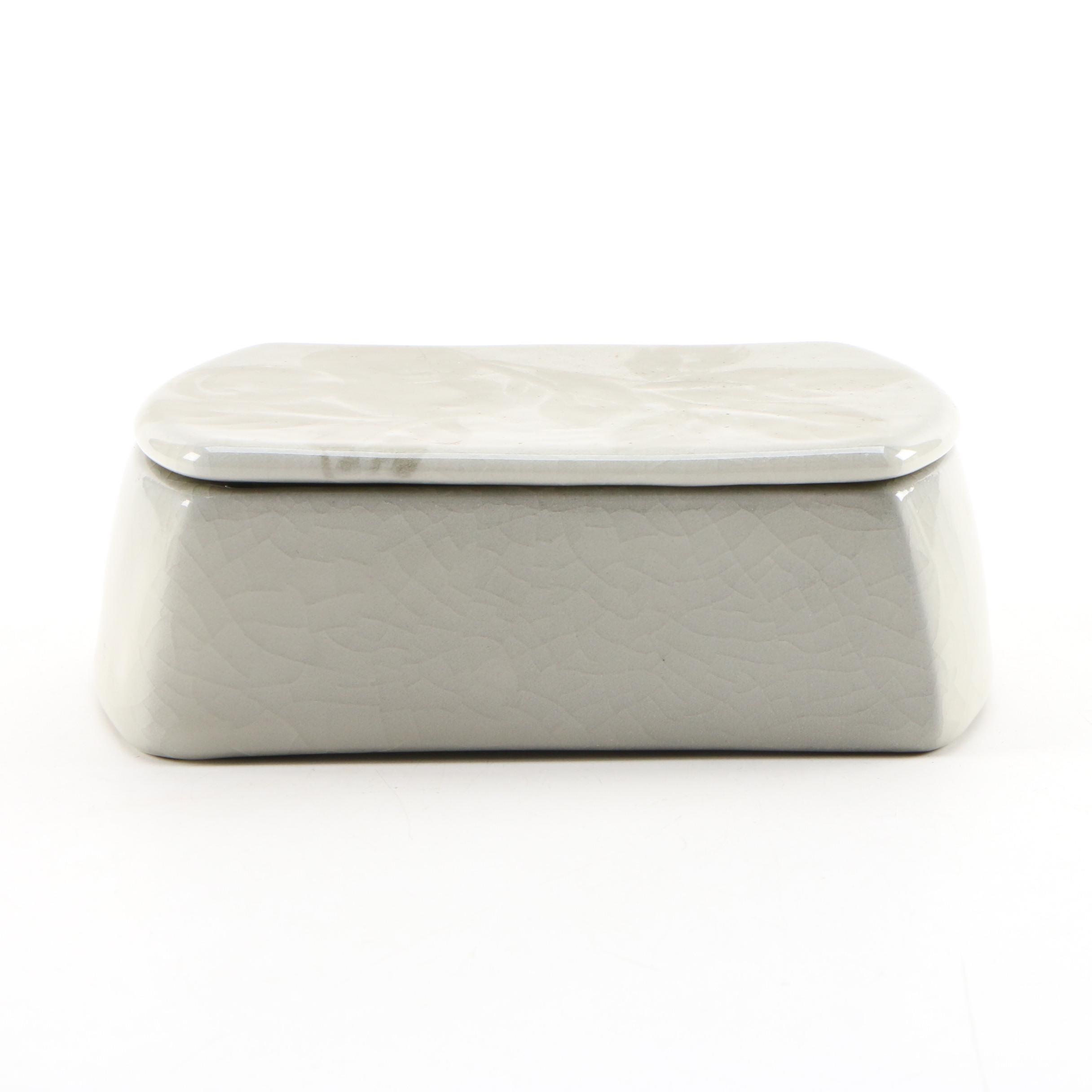 Lois Furukawa Rookwood Pottery Floral Painted Lidded Box, 1946