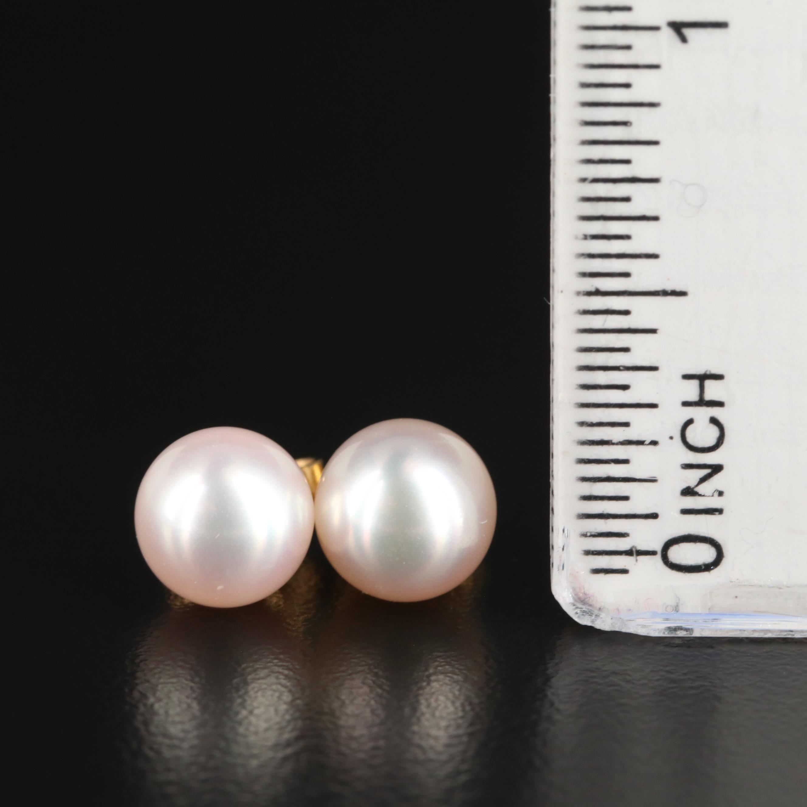 Mikimoto 18K Yellow Gold Cultured Pearl Stud Earrings