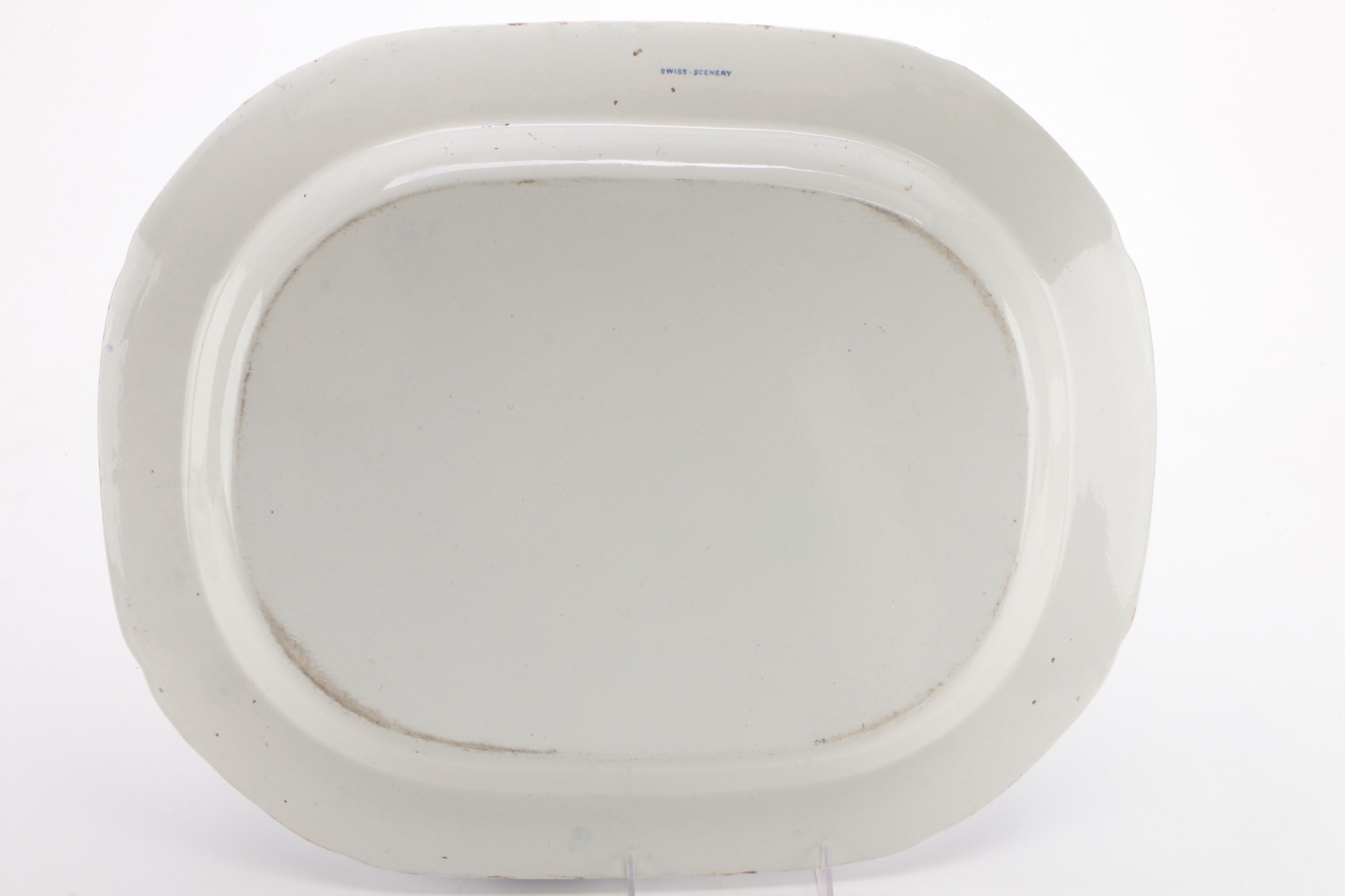 James Jamison & Co Blue Transferware "Swiss Scenery" Platter, Ca. 1828-41