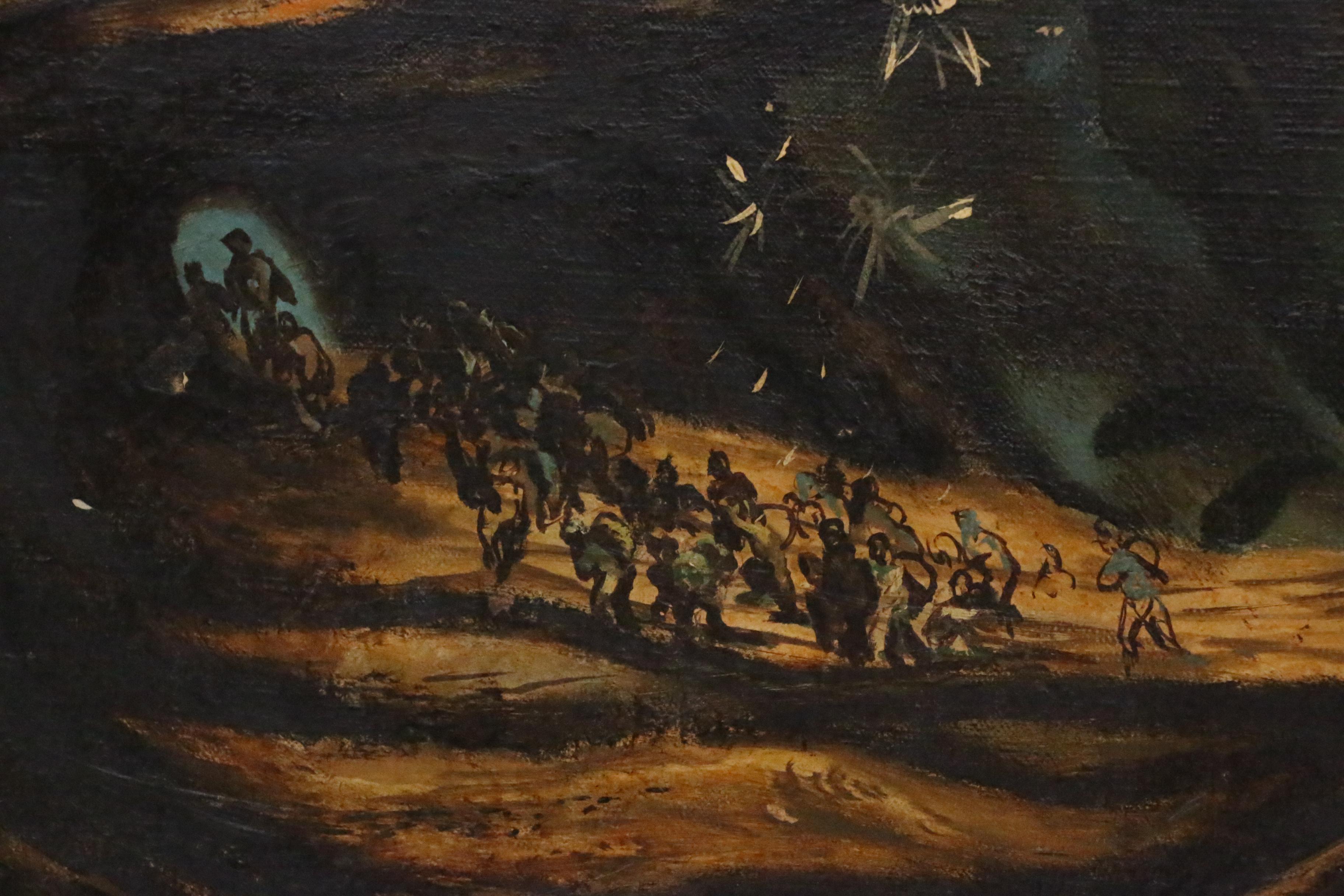 Leo Murphy Oil of Figures in Surreal Landscape