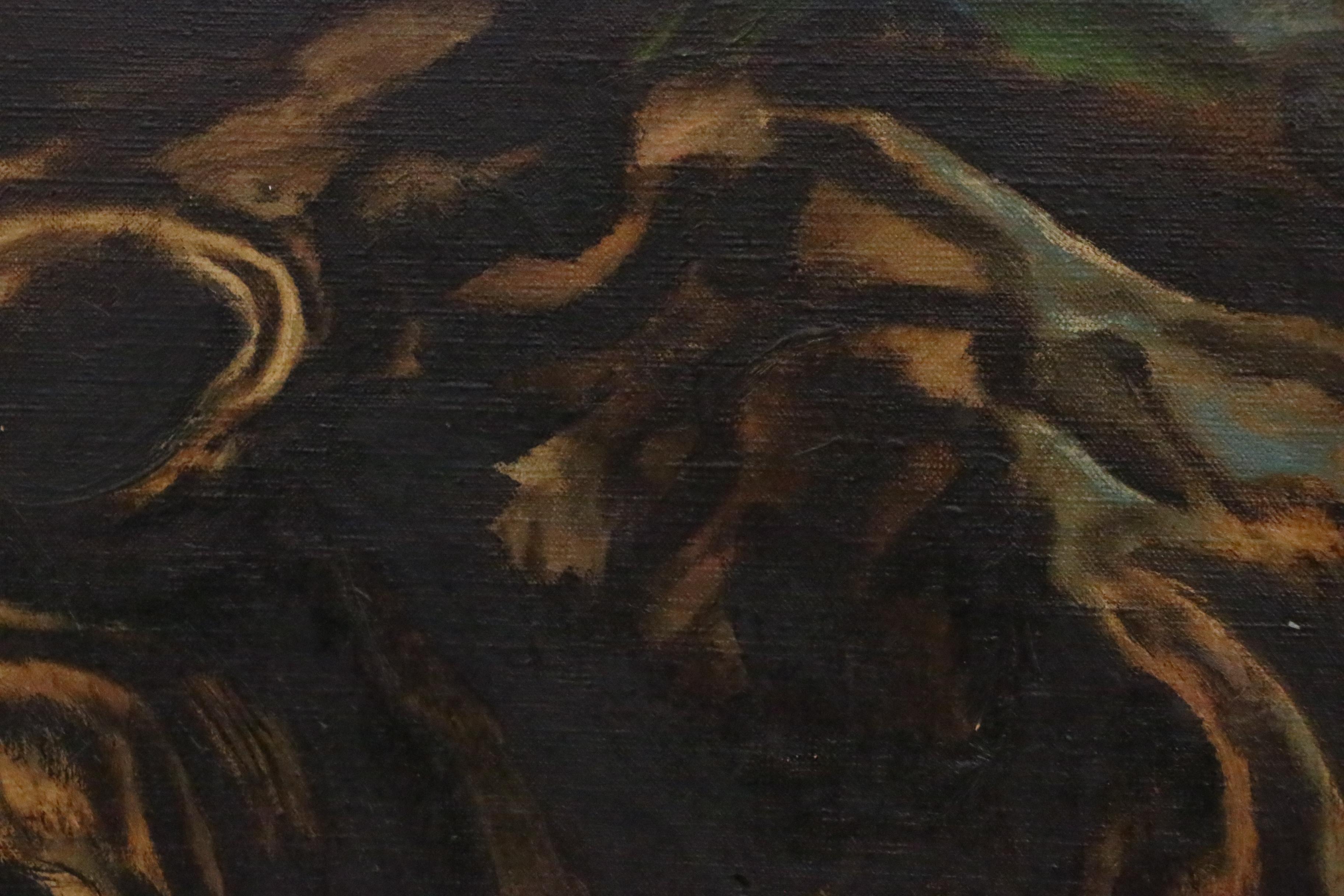 Leo Murphy Oil of Figures in Surreal Landscape