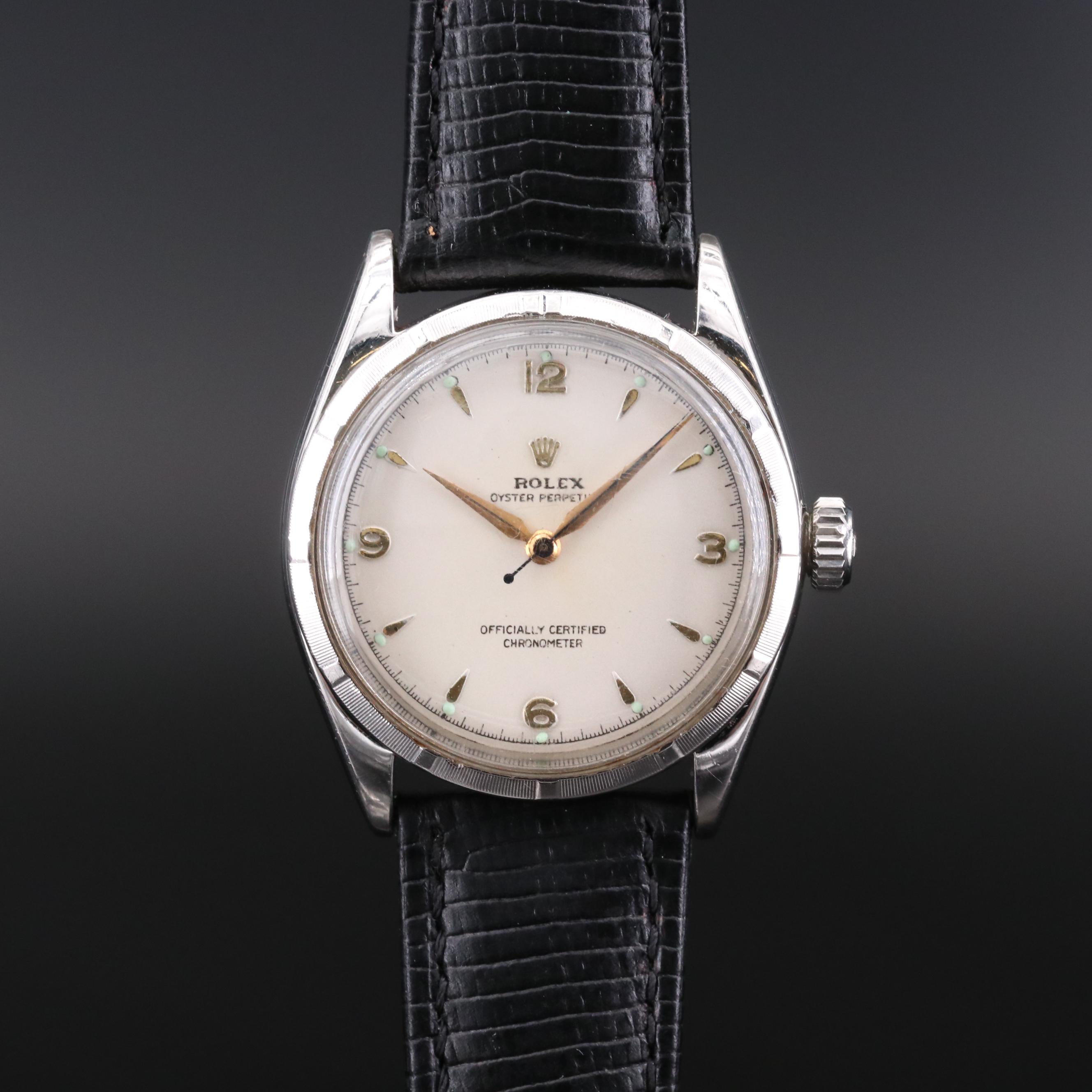 Vintage Rolex Oyster Perpetual Stainless Steel Stem Wind Watch