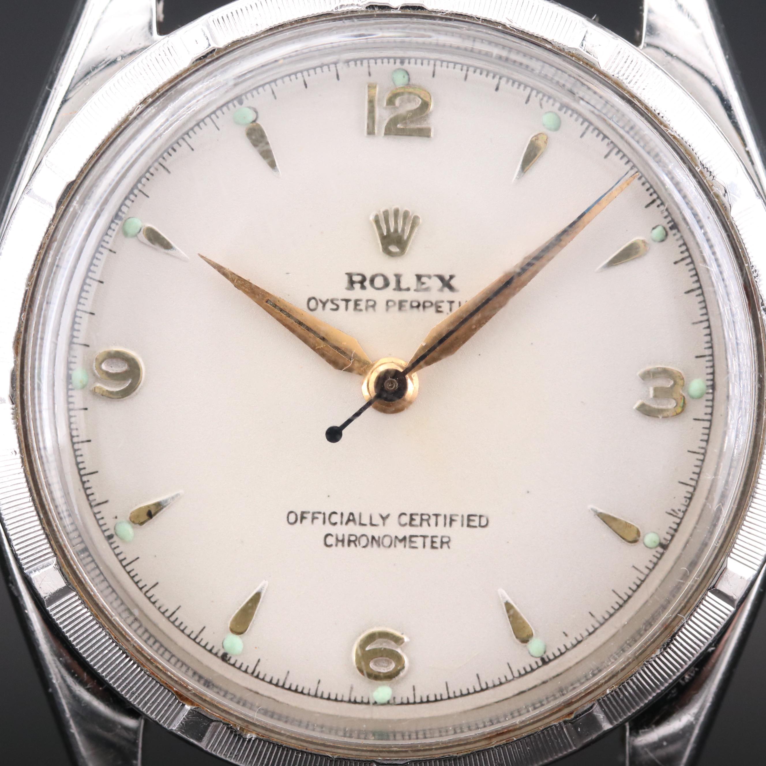 Vintage Rolex Oyster Perpetual Stainless Steel Stem Wind Watch