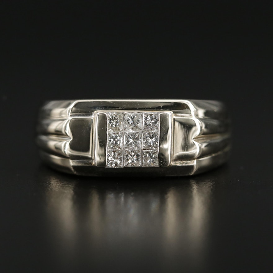 14K Gold Diamond Euro-Shank Ring