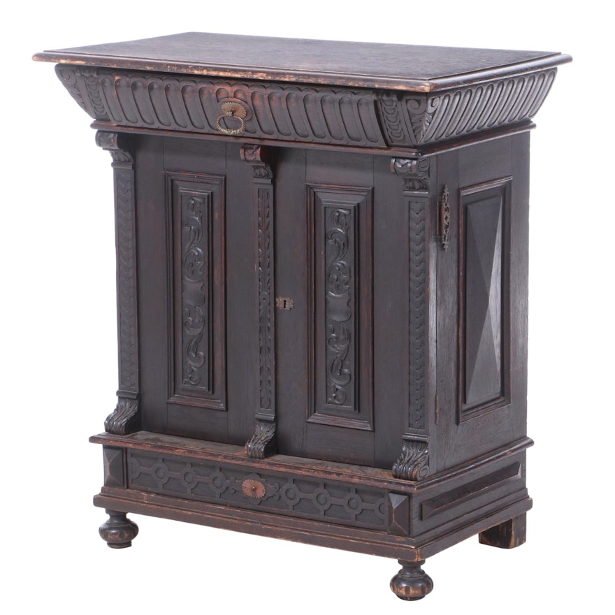 Jacobean Revival Style Walnut Cabinet, Early 20th Century