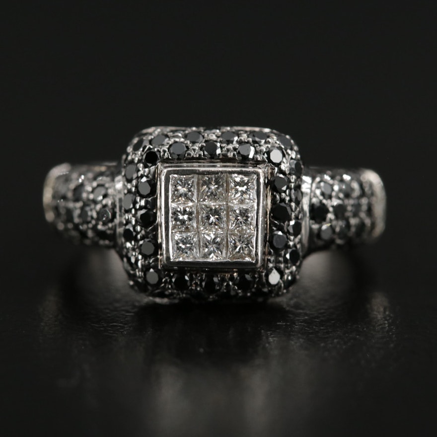 18K White Gold 1.27 CTW Diamond and Black Diamond Ring