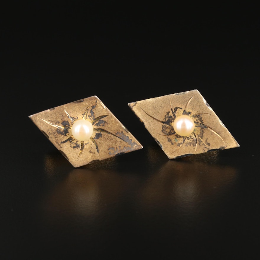 Vintage Sterling Pearl Cuff Links