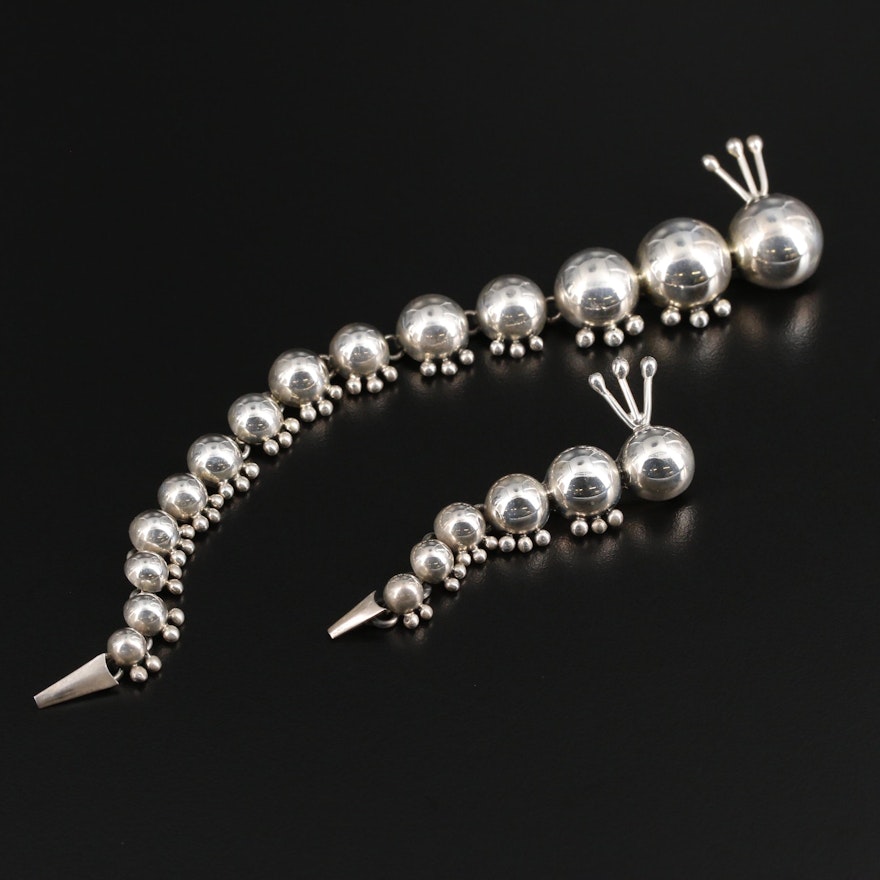 Sterling Silver Caterpillar Pin Brooches