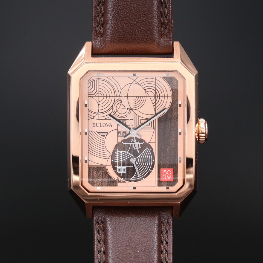 Bulova Frank Lloyd Wright Limited Edition Rose Gold Tone Quartz Wristwatch
