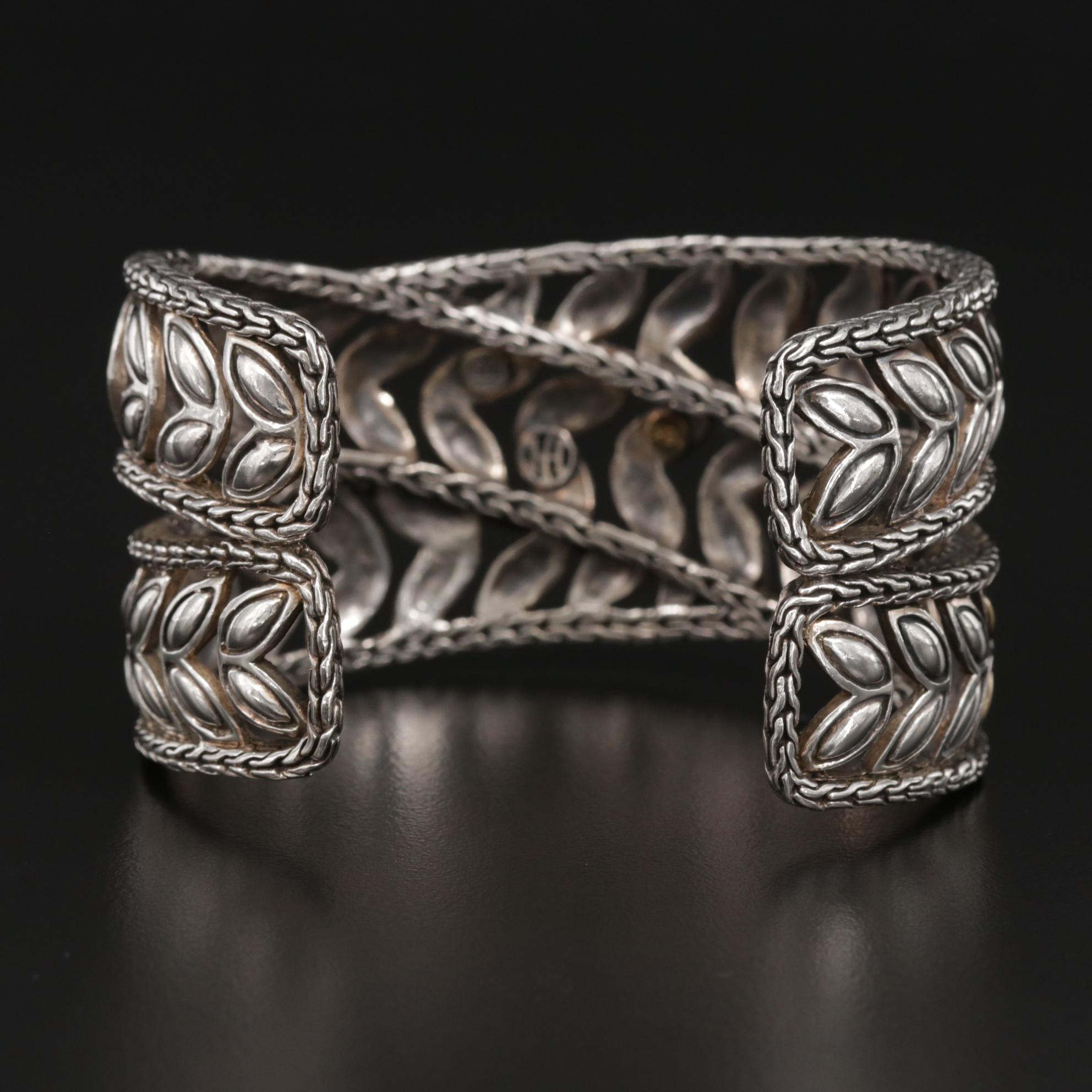 John Hardy Sterling Silver Leaf Cuff with 18K Accents