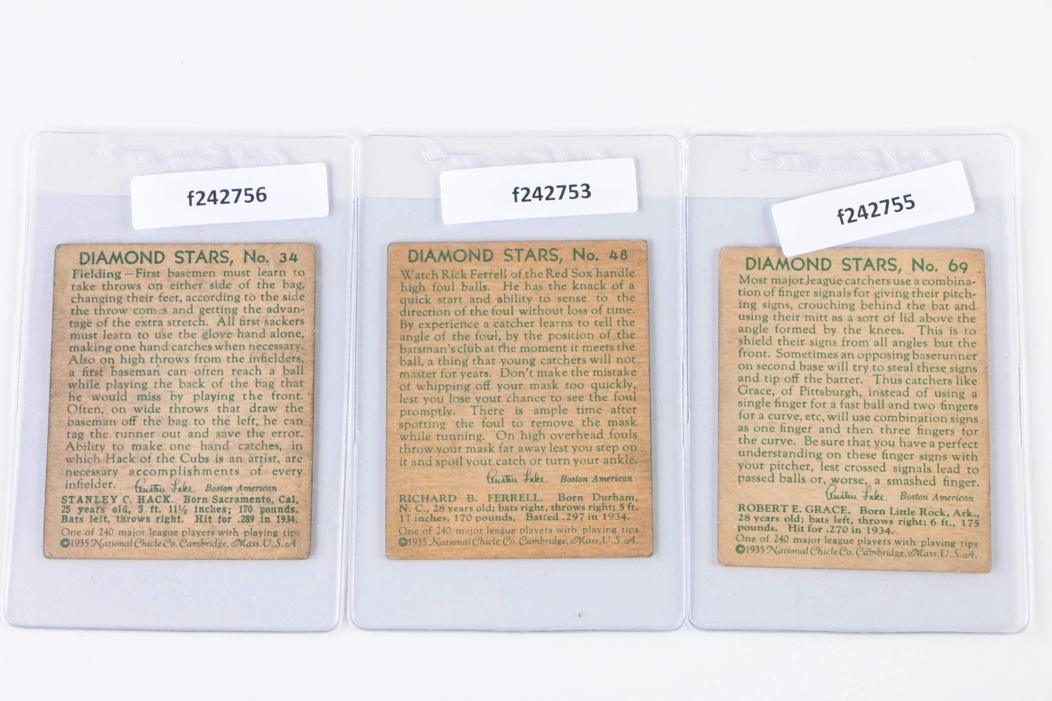 1935 "Diamond Stars" Baseball Cards