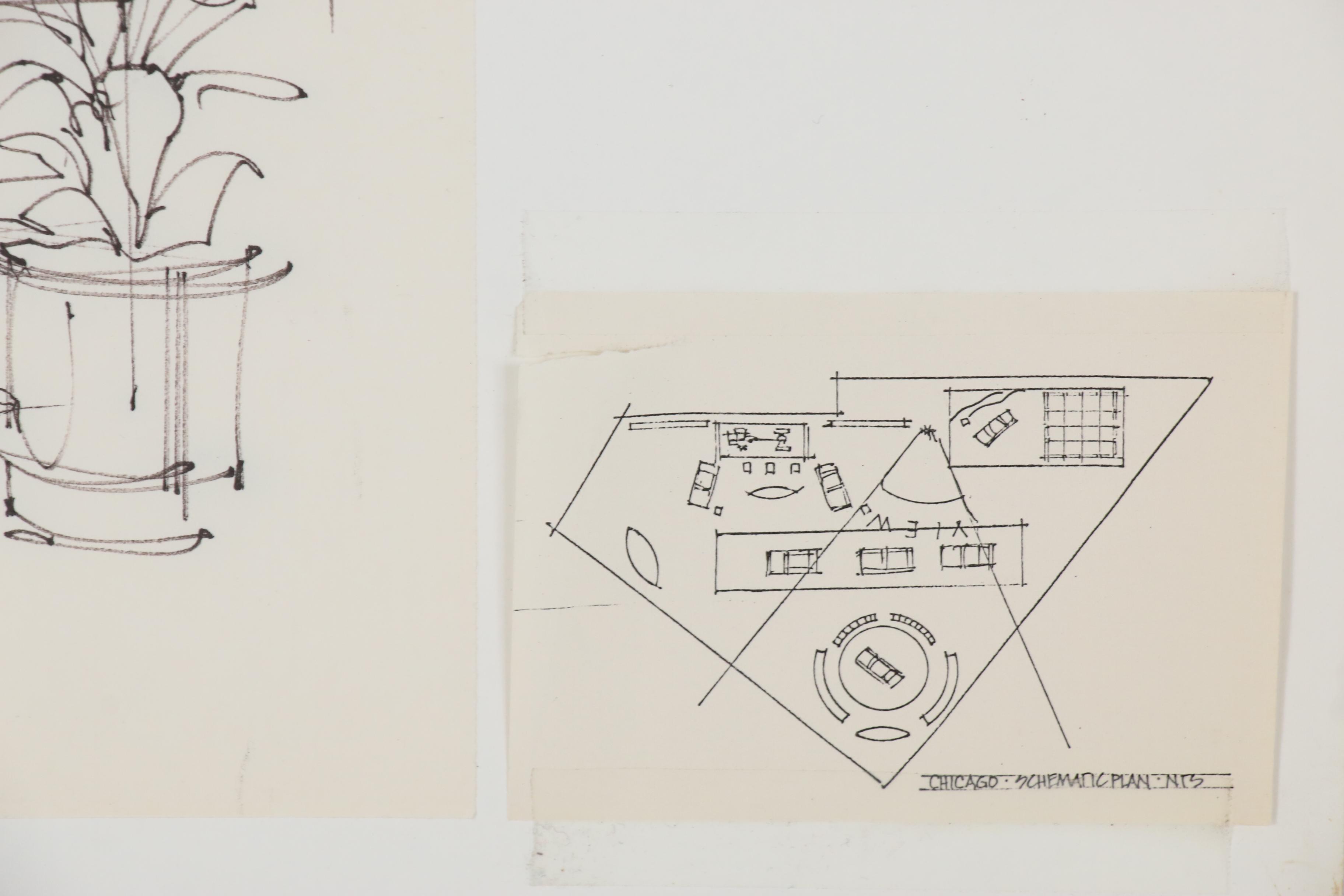 Edward Dumont Ink Drawing of Audi Dealership