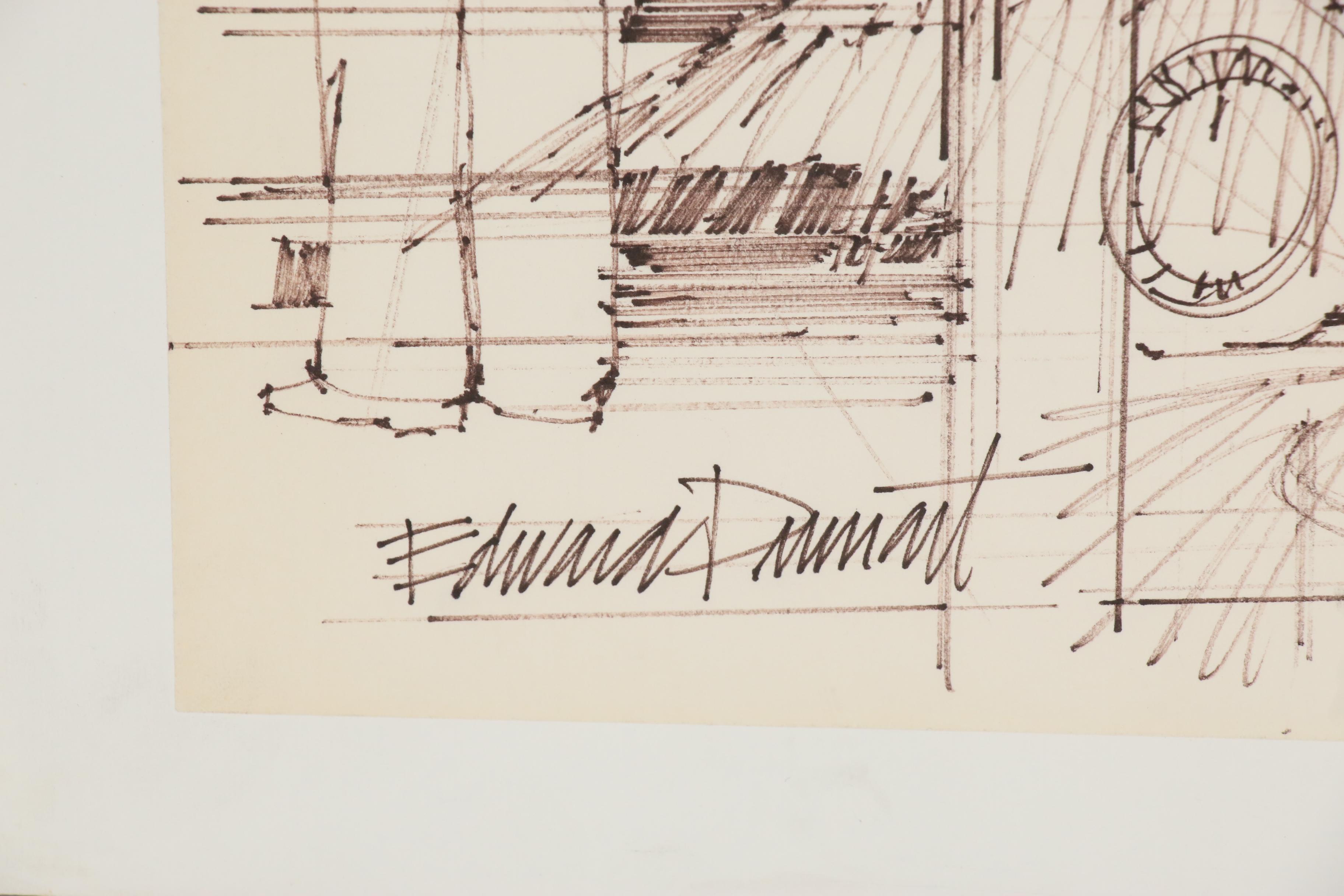 Edward Dumont Ink Drawing of an Audi Dealership